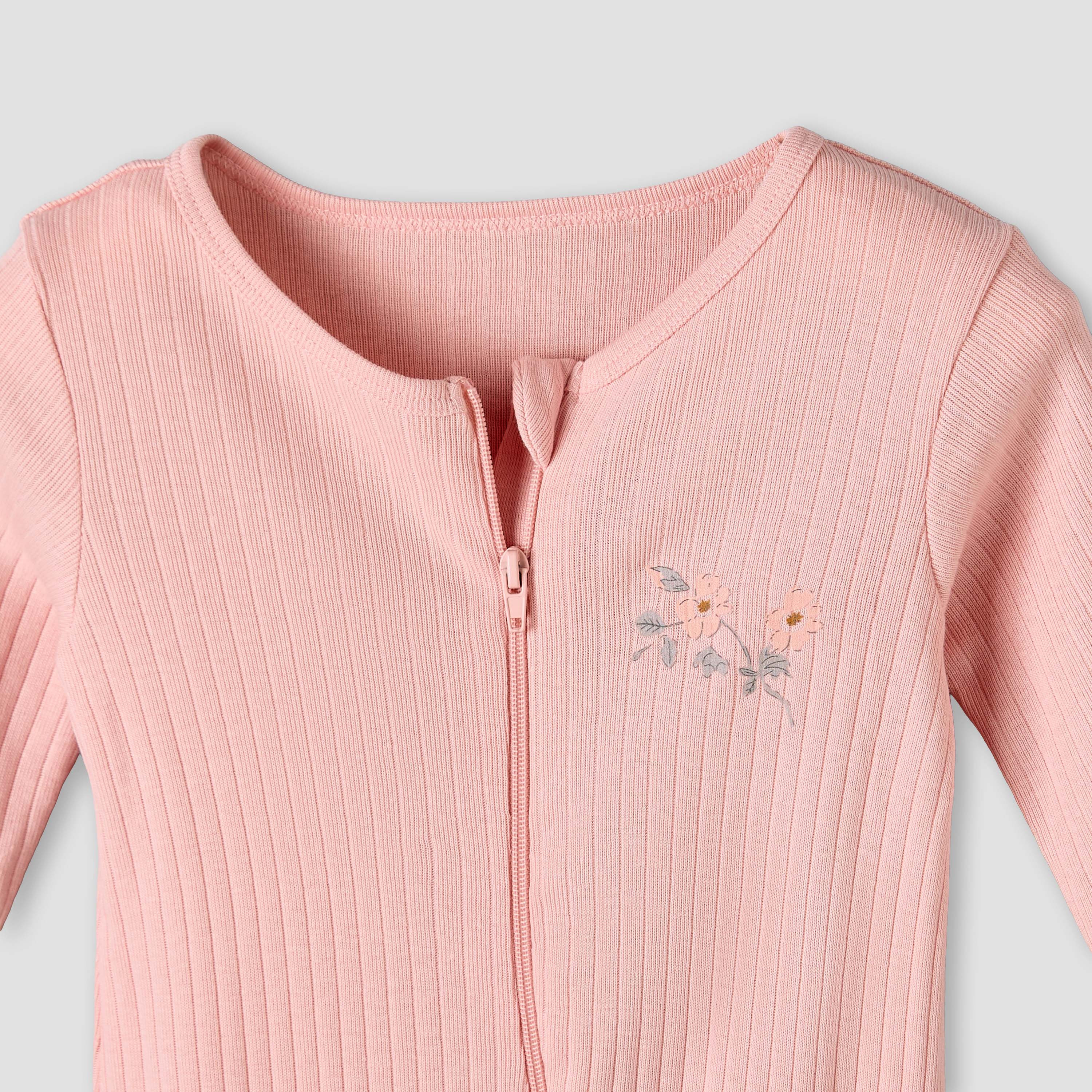 Pack of 3 Juniors Cotton Round Neck Long Sleeves Sleepsuit with Zip Closure-baby-girls-clothing-nightwear-sleepsuits-image-9