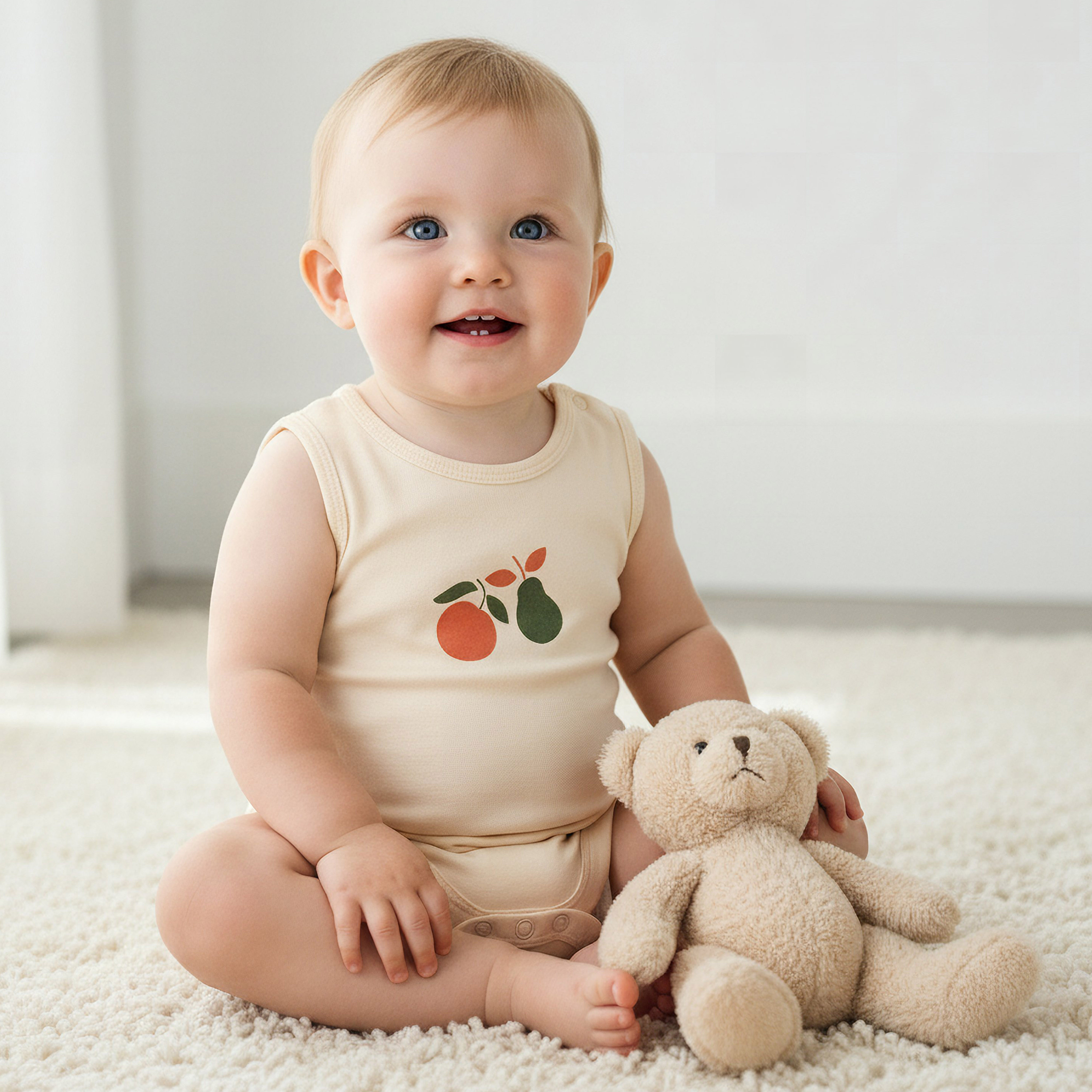 Pack of 5 Juniors Cotton Round Neck Sleeveless Bodysuit with Fruit Print-baby-girls-clothing-multipacks-image-2