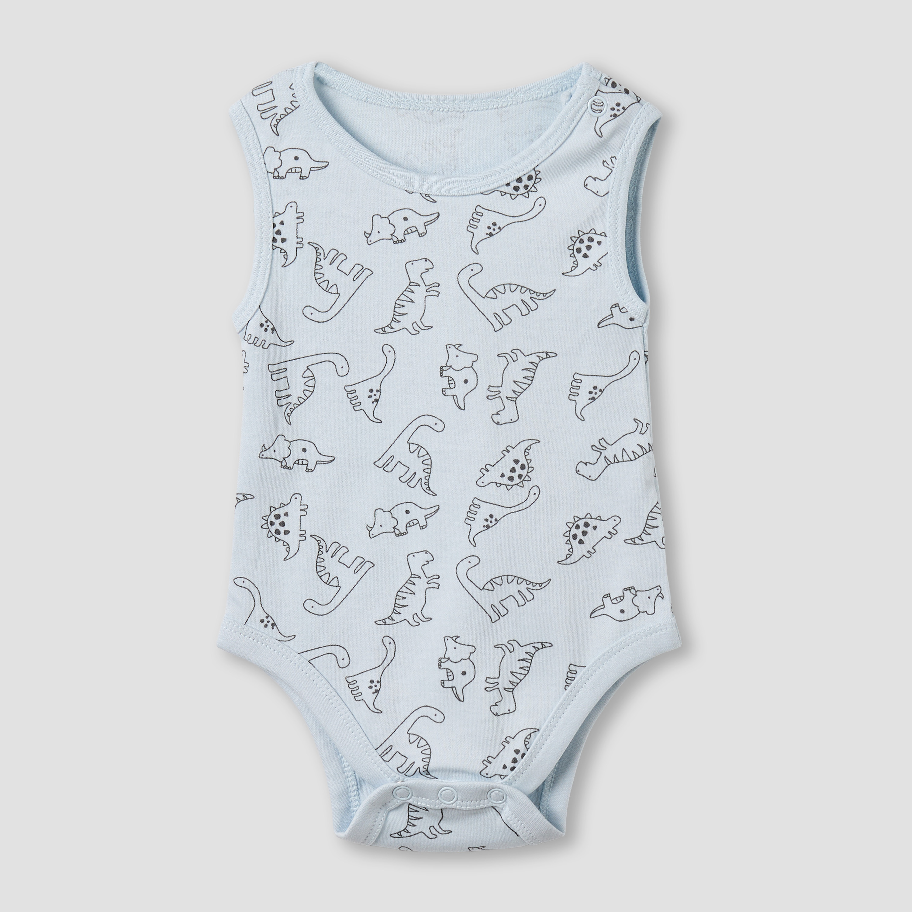 Pack of 5 Juniors Cotton Round Neck Sleeveless Bodysuit with Dinosaur Print-baby-boys-clothing-multipacks-image-5
