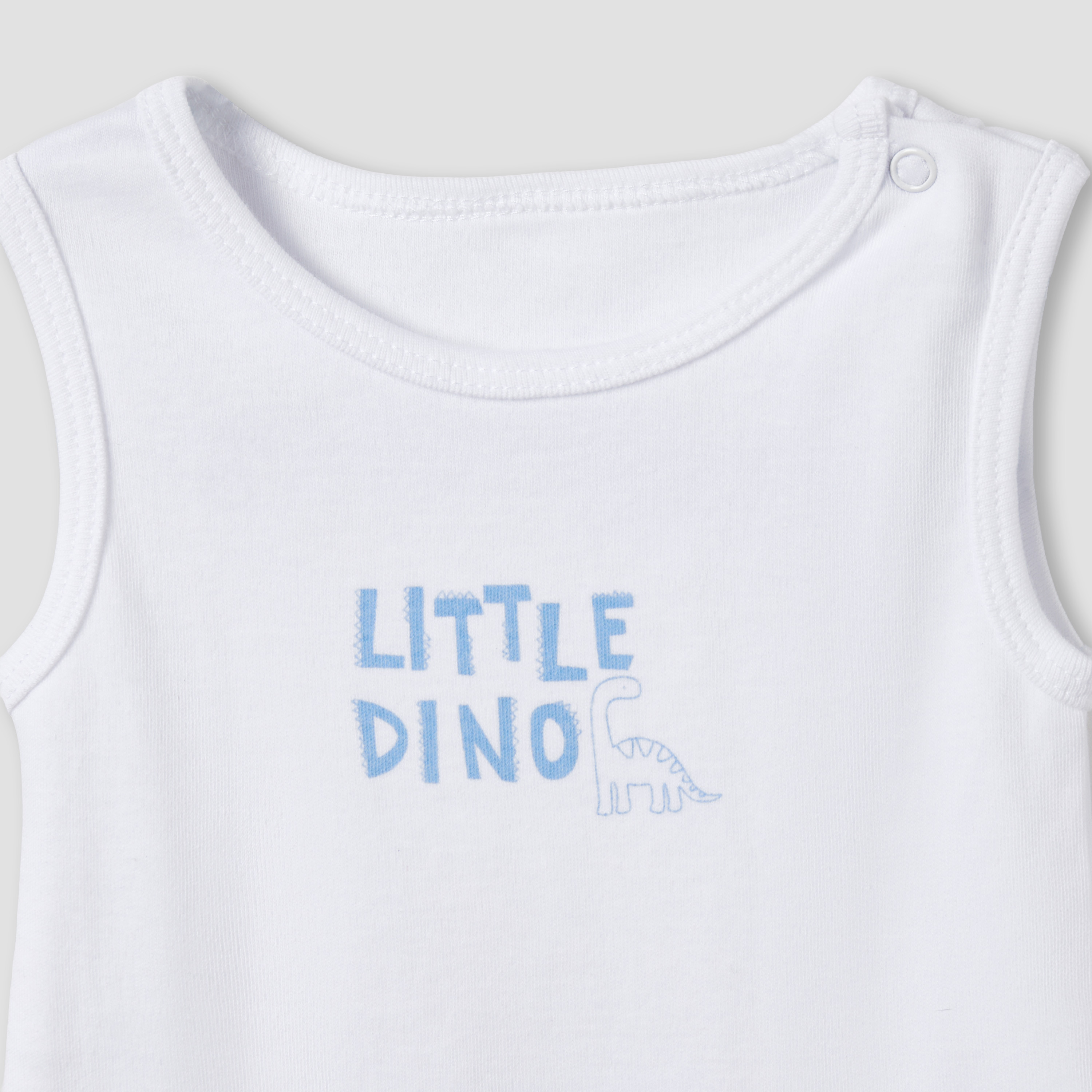 Pack of 5 Juniors Cotton Round Neck Sleeveless Bodysuit with Dinosaur Print-baby-boys-clothing-multipacks-image-8
