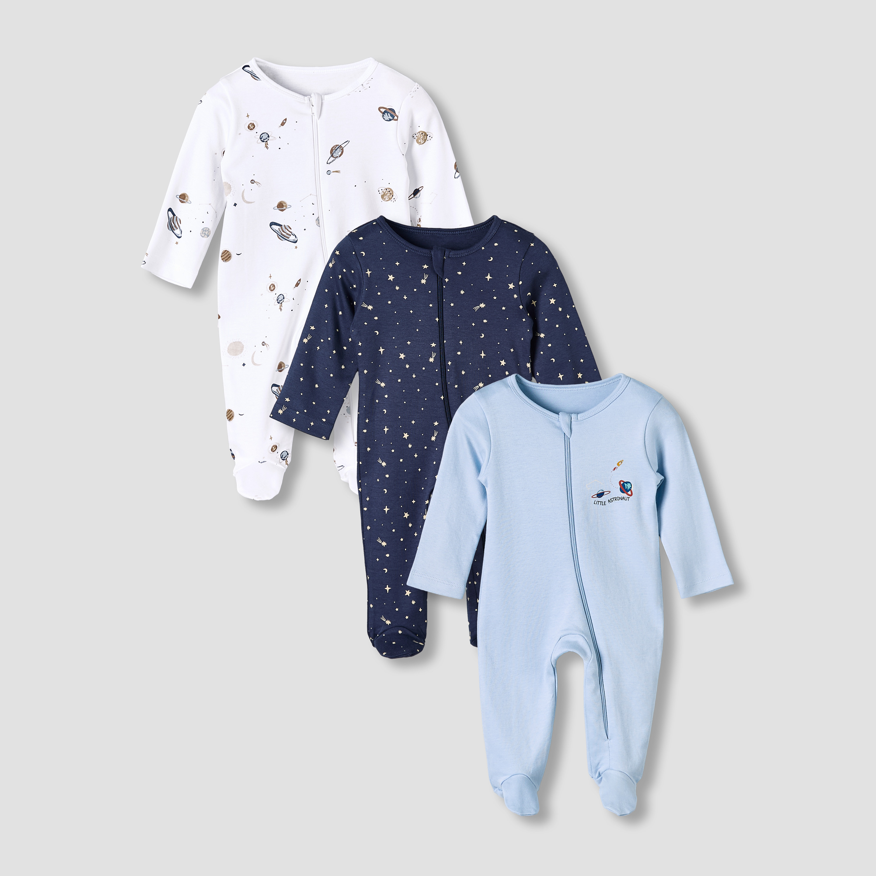 Pack of 3 Juniors Cotton Long Sleeve Sleepsuit with Space Print-promo_babyshop_Buy2for115_KSA130126-image-1