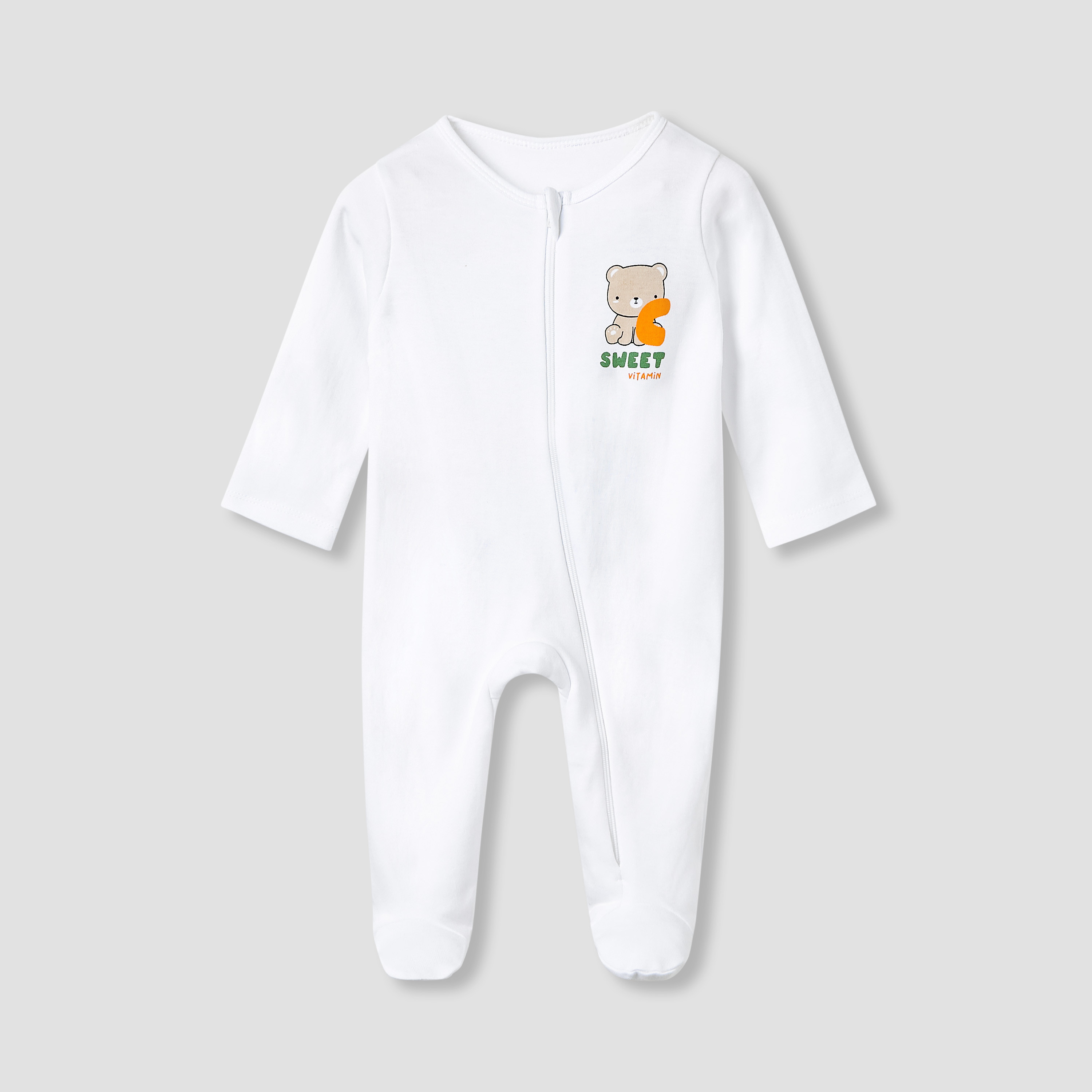 Juniors Crew Neck Sleepsuit with Print - Cotton - Long Sleeves - Set of 3-baby-girls-clothing-nightwear-sleepsuits-image-2