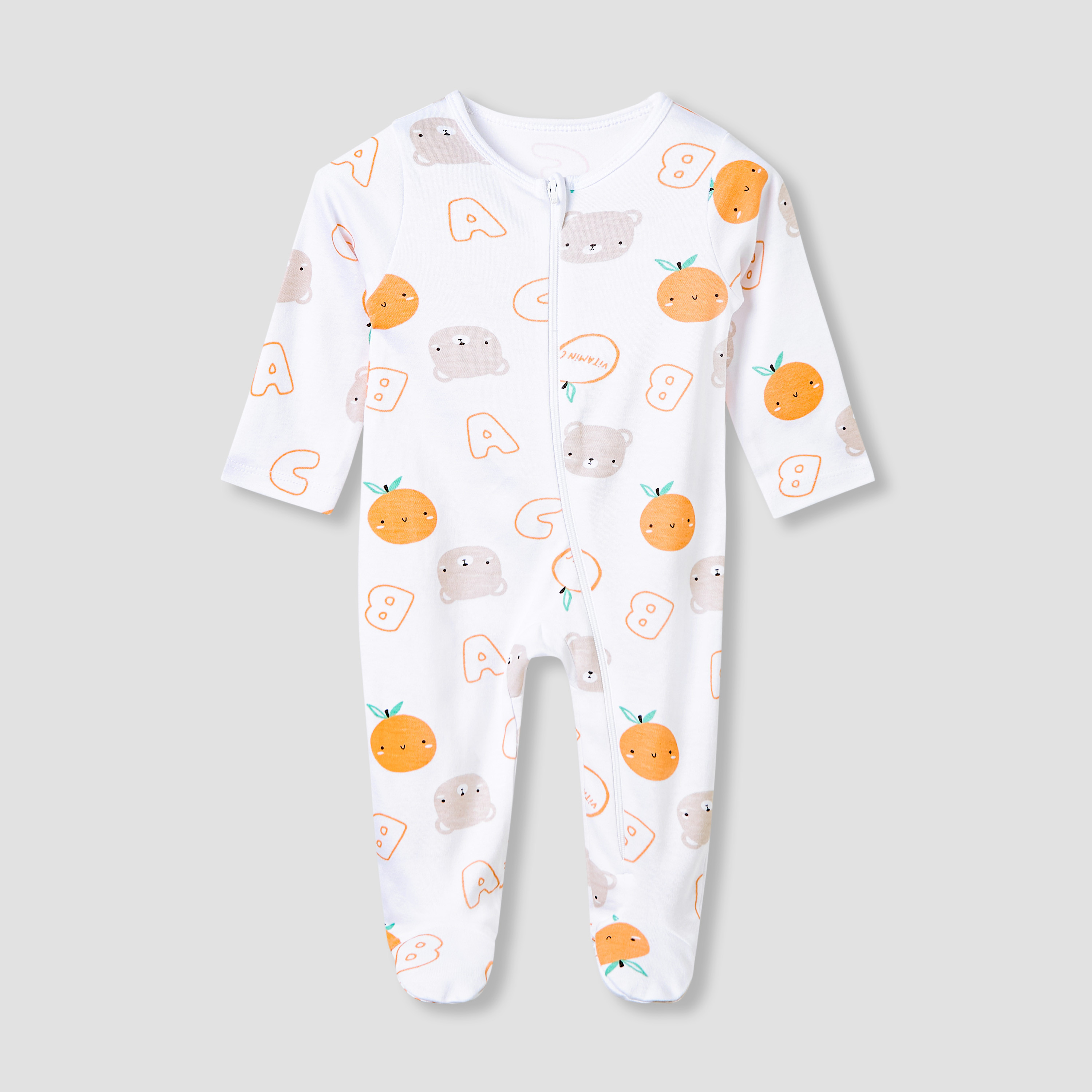 Juniors Crew Neck Sleepsuit with Print - Cotton - Long Sleeves - Set of 3-baby-girls-clothing-nightwear-sleepsuits-image-4