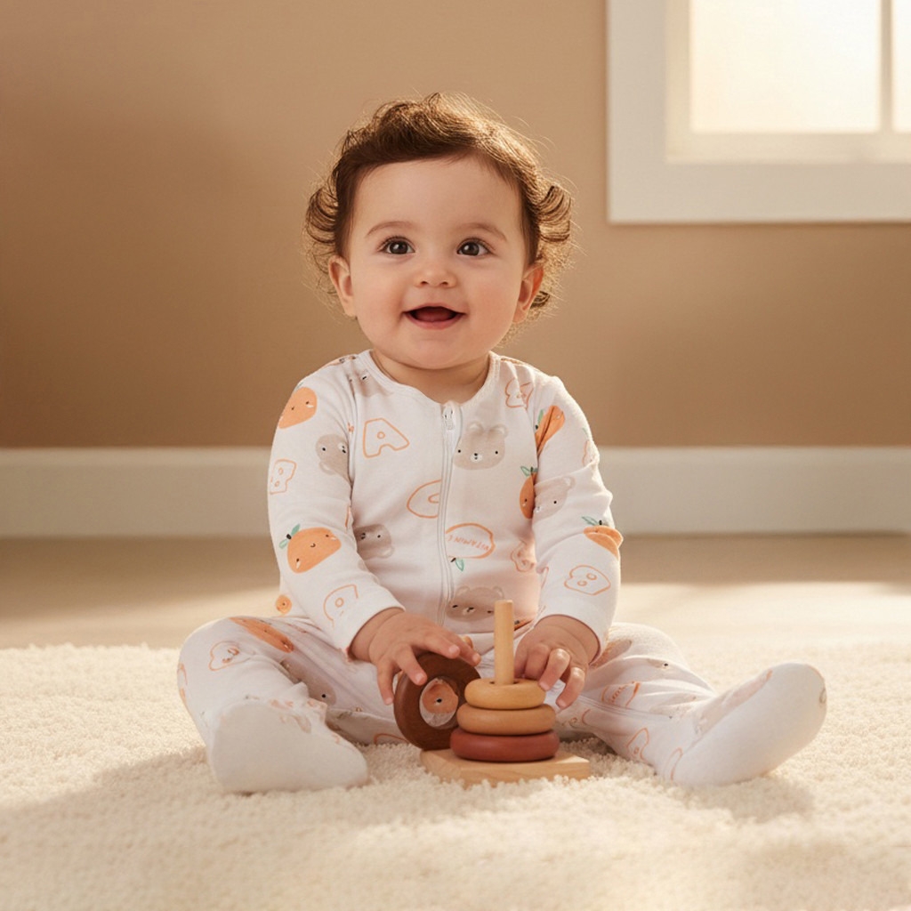 Juniors Crew Neck Sleepsuit with Print - Cotton - Long Sleeves - Set of 3-baby-girls-clothing-nightwear-sleepsuits-image-7