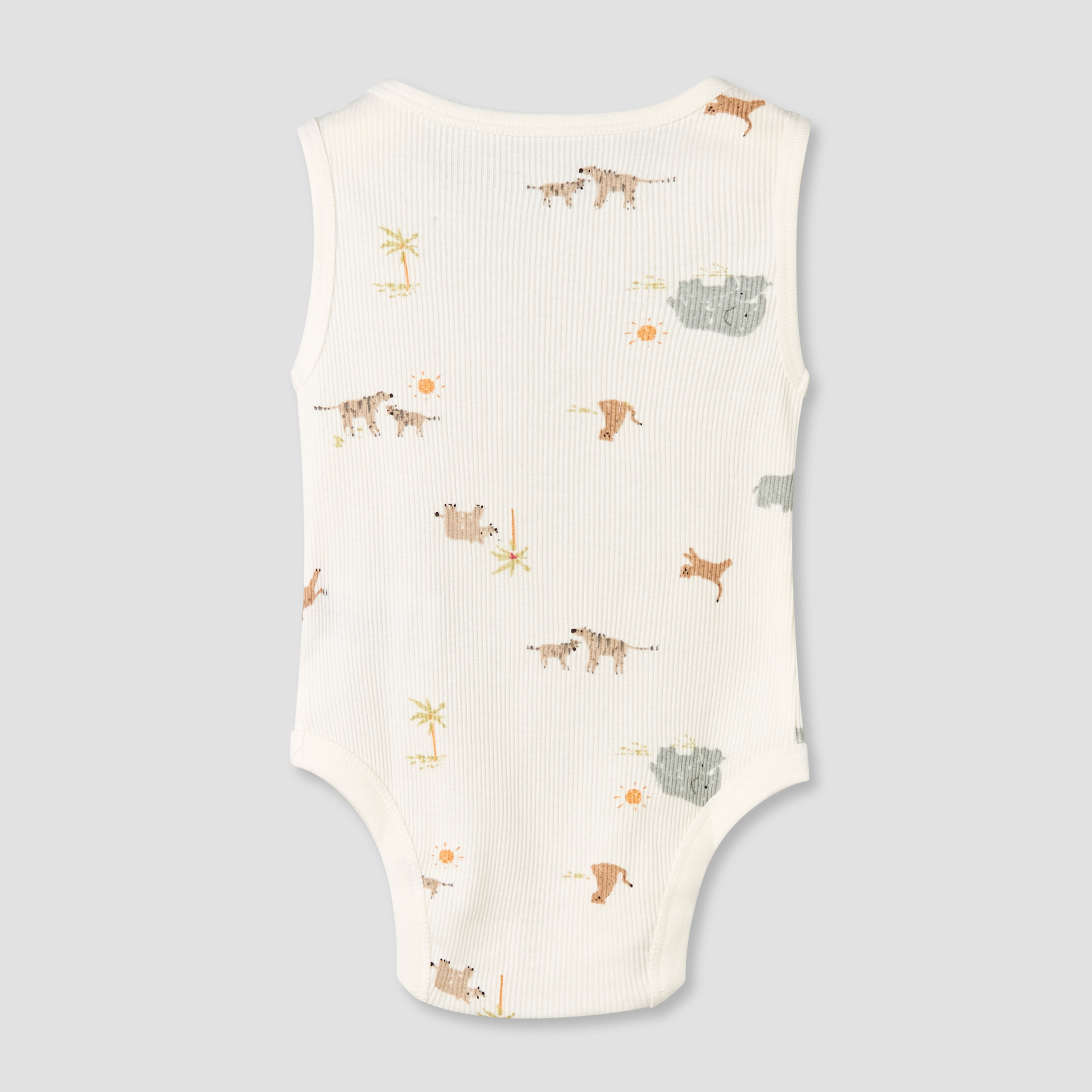 Pack of 5 Juniors Round Neck Sleeveless Bodysuit with Animal Print-baby-boys-clothing-bodysuits-image-11