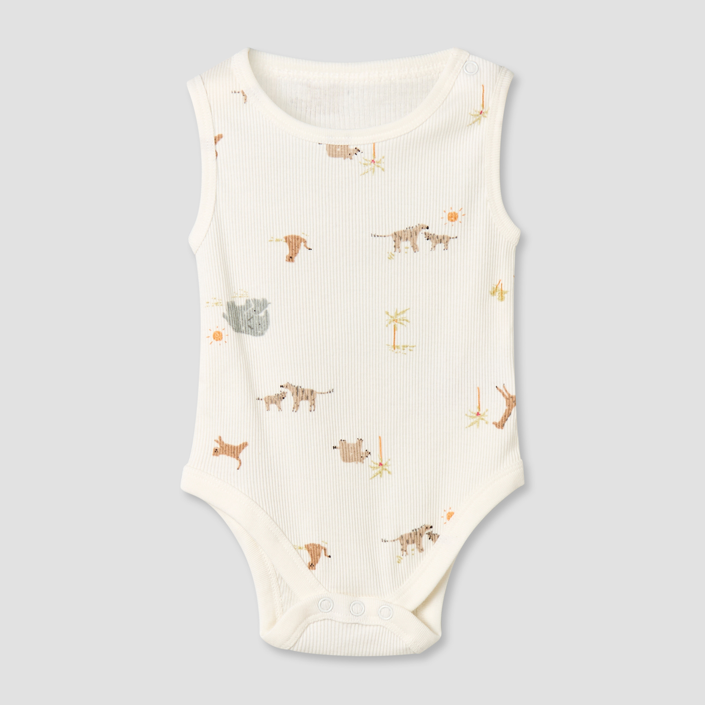 Pack of 5 Juniors Round Neck Sleeveless Bodysuit with Animal Print-baby-boys-clothing-bodysuits-image-4