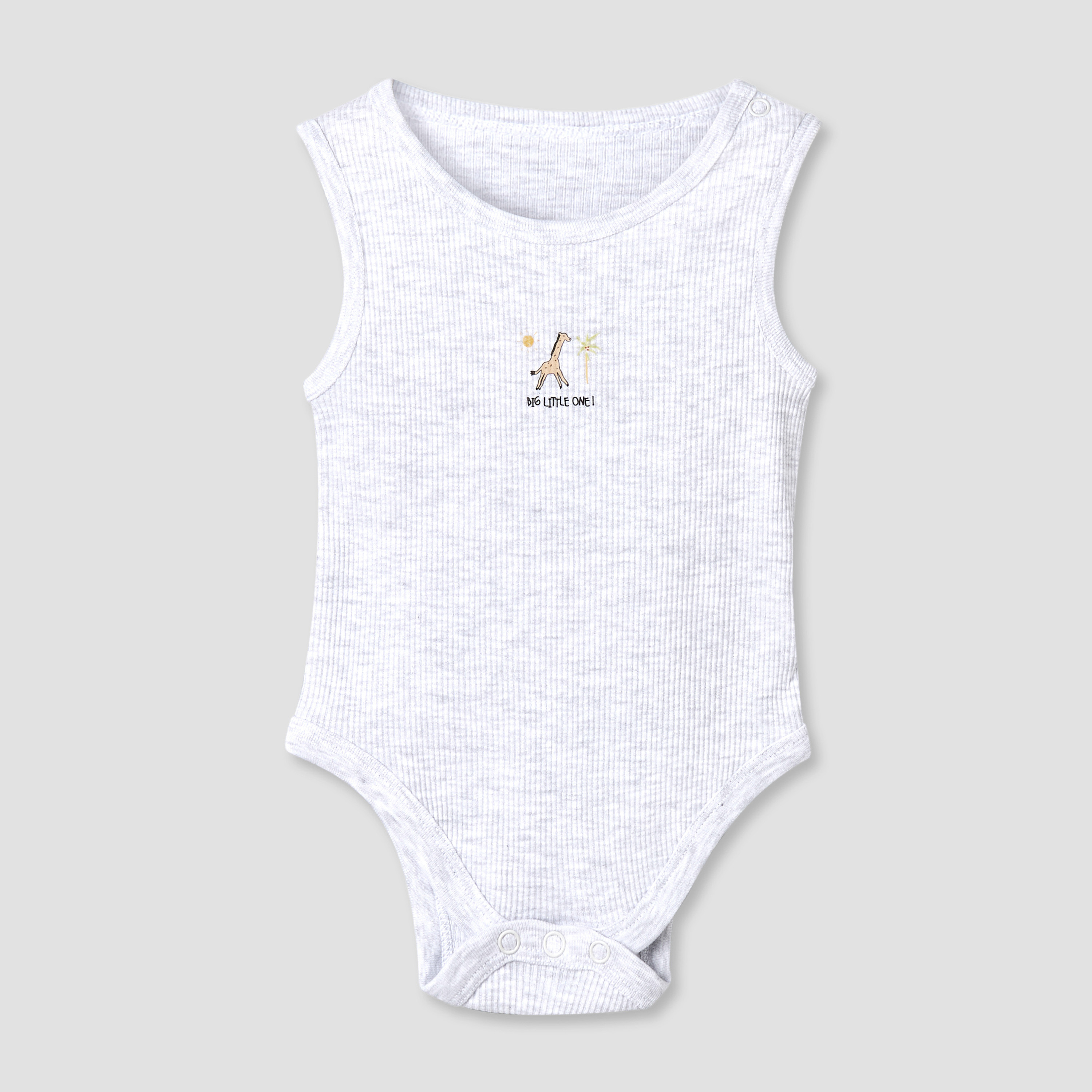 Pack of 5 Juniors Round Neck Sleeveless Bodysuit with Animal Print-baby-boys-clothing-bodysuits-image-5