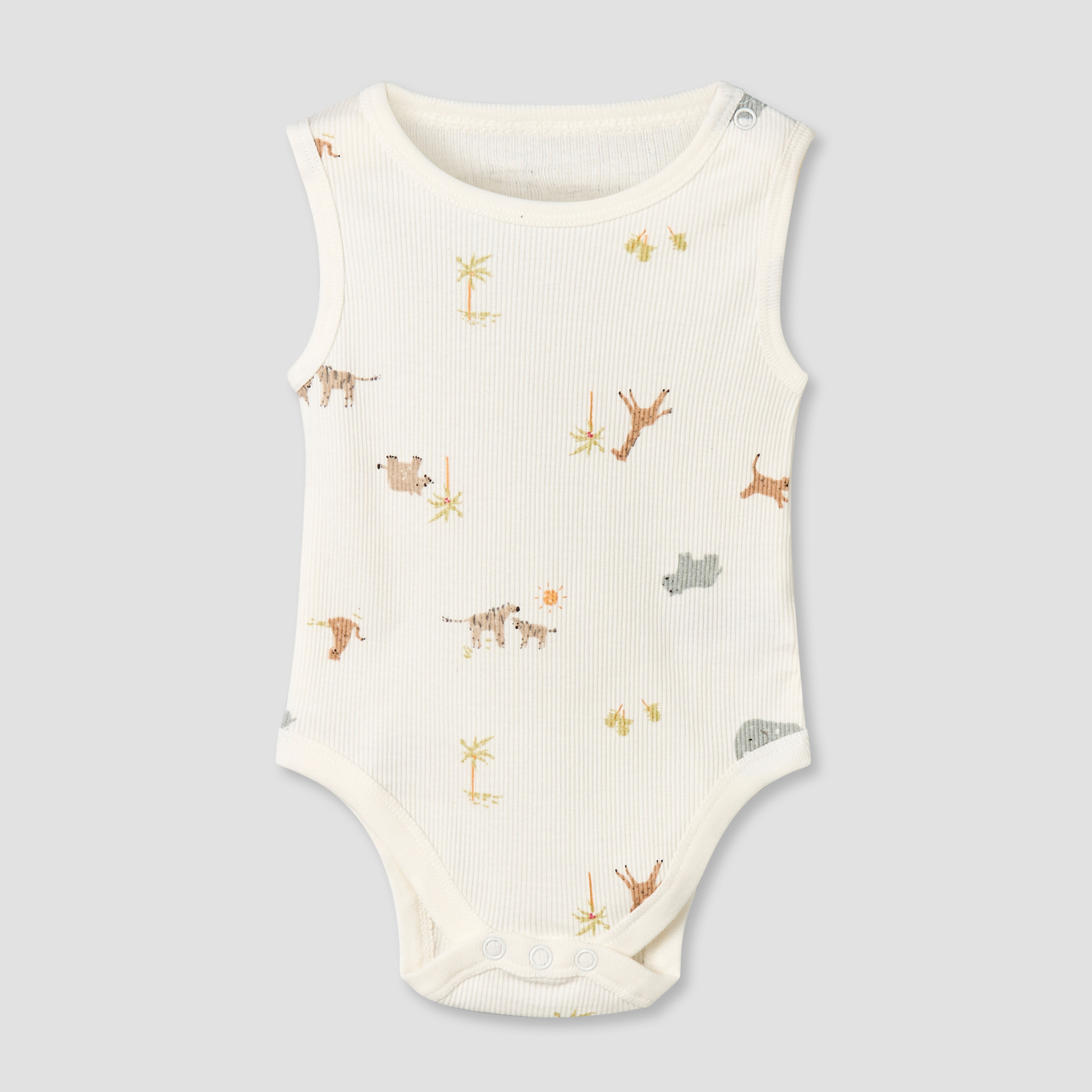 Pack of 5 Juniors Round Neck Sleeveless Bodysuit with Animal Print-baby-boys-clothing-bodysuits-image-6