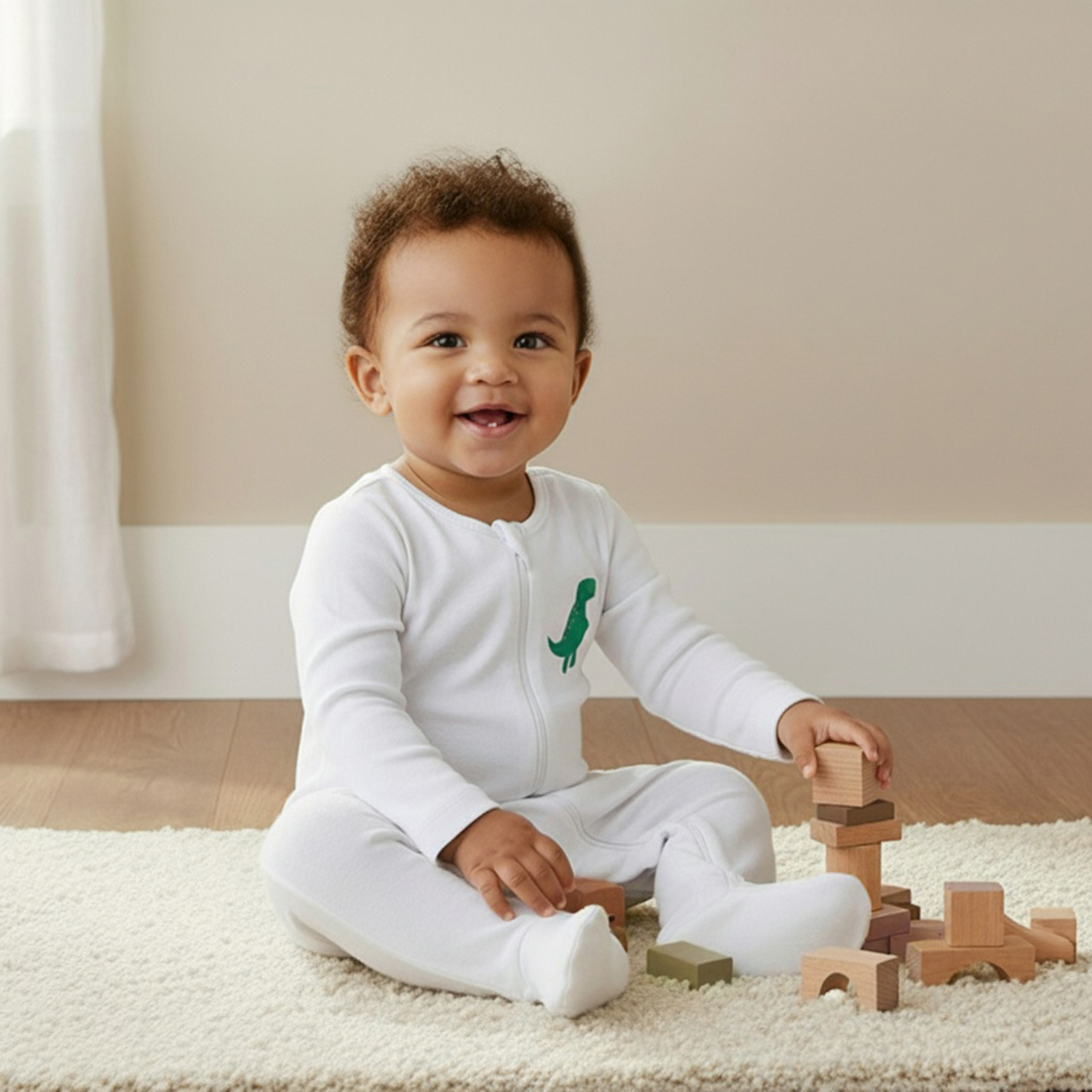 Juniors Crew Neck Sleepsuit with Print - Cotton - Long Sleeves - Set of 3-baby-girls-clothing-nightwear-sleepsuits-image-7