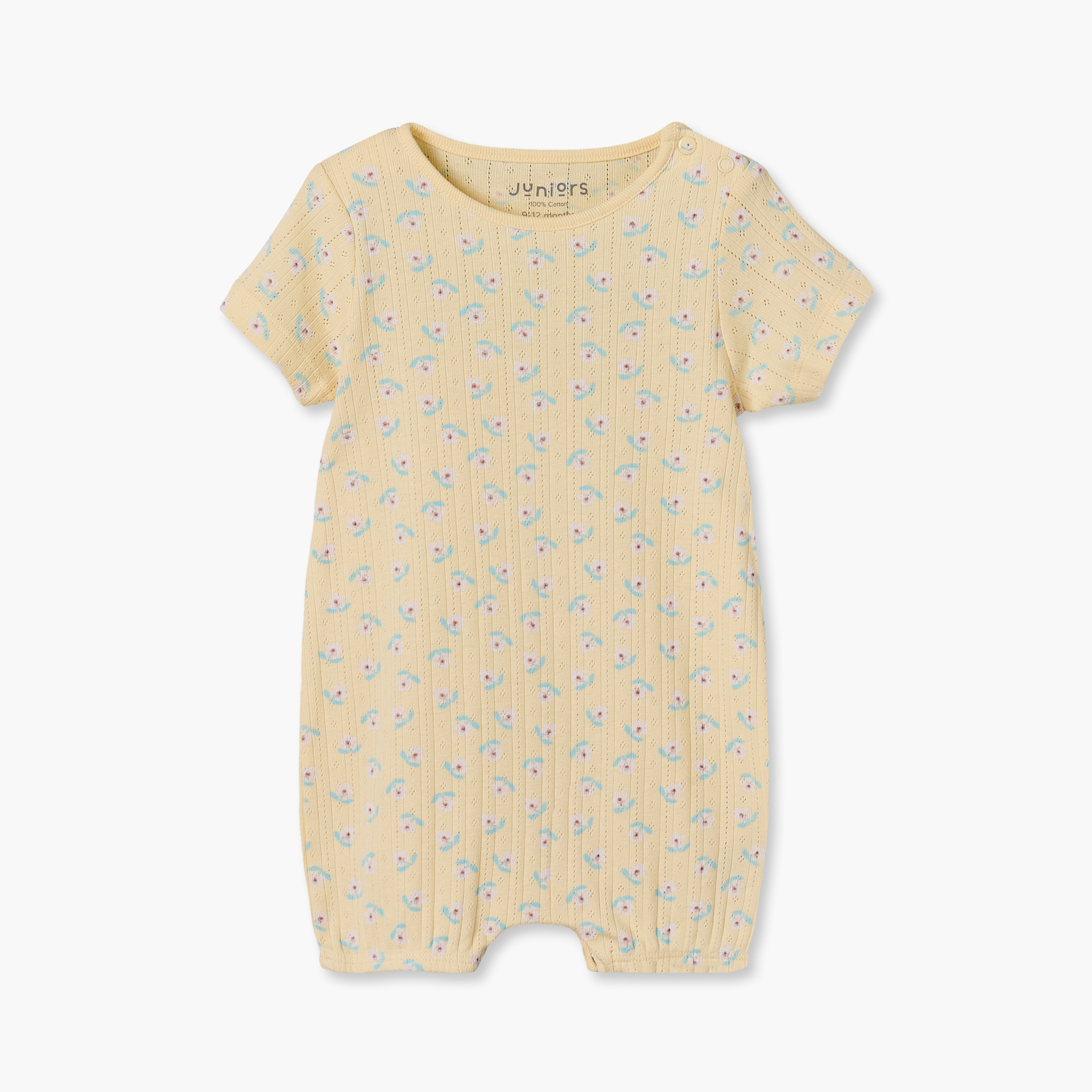 Pack of 3 Juniors Crew Neck Short Sleeves Rompers with Floral Print-baby-girls-clothing-rompers-image-3