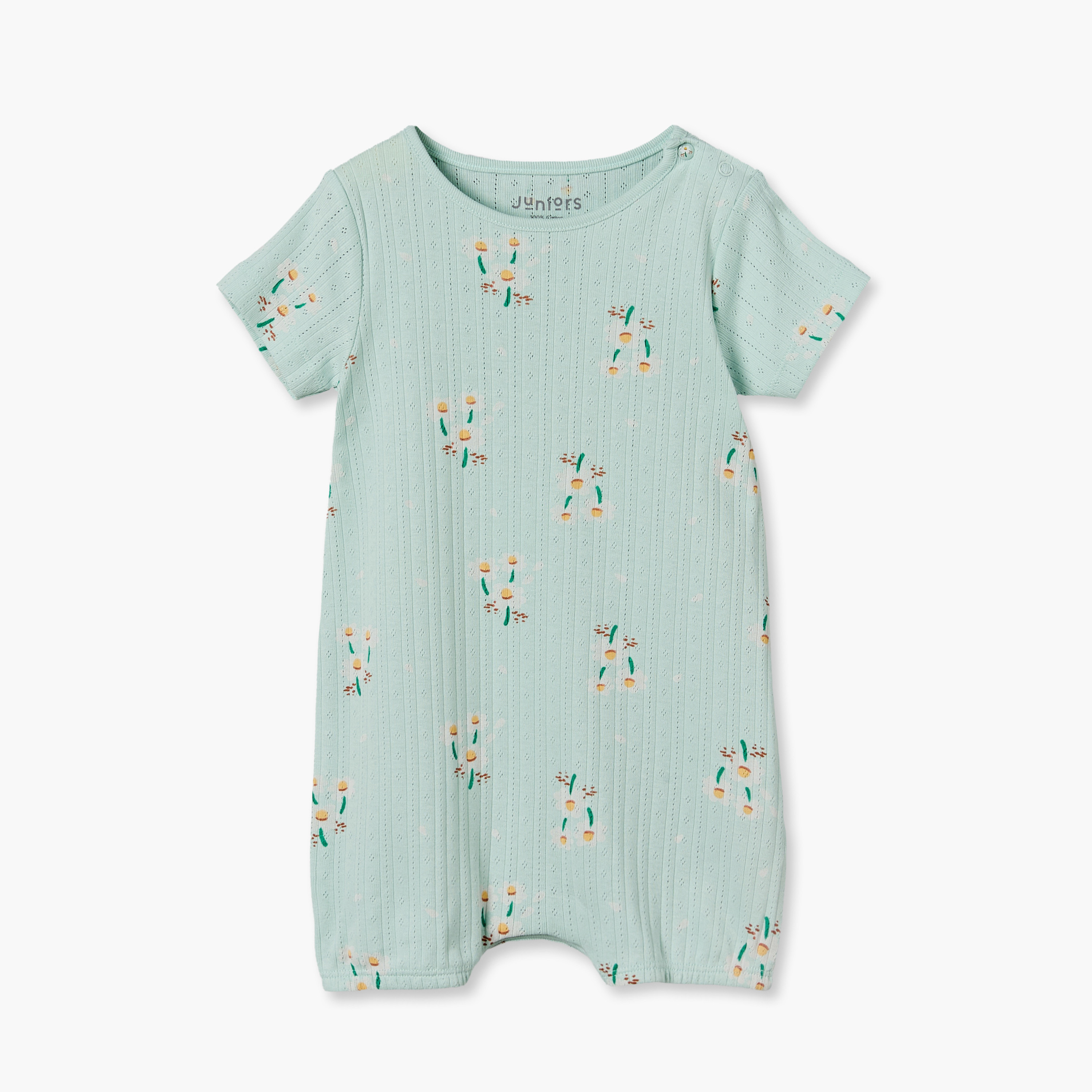 Pack of 3 Juniors Crew Neck Short Sleeves Rompers with Floral Print-baby-girls-clothing-rompers-image-4