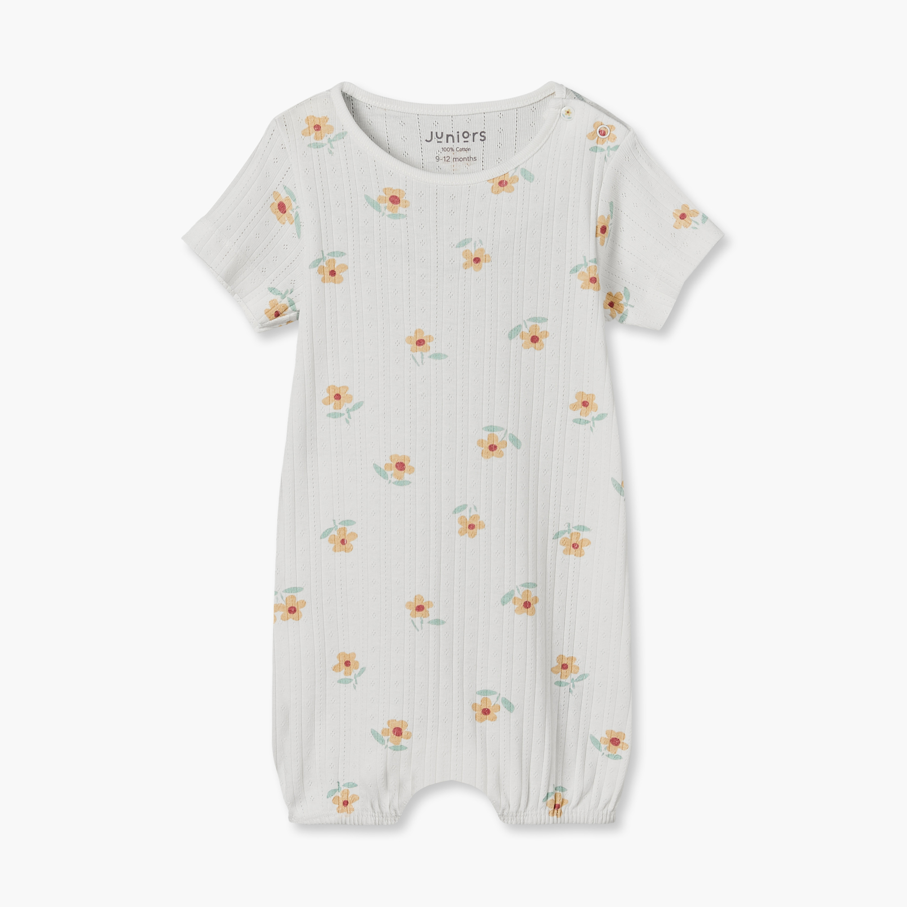 Pack of 3 Juniors Crew Neck Short Sleeves Rompers with Floral Print-baby-girls-clothing-rompers-image-5
