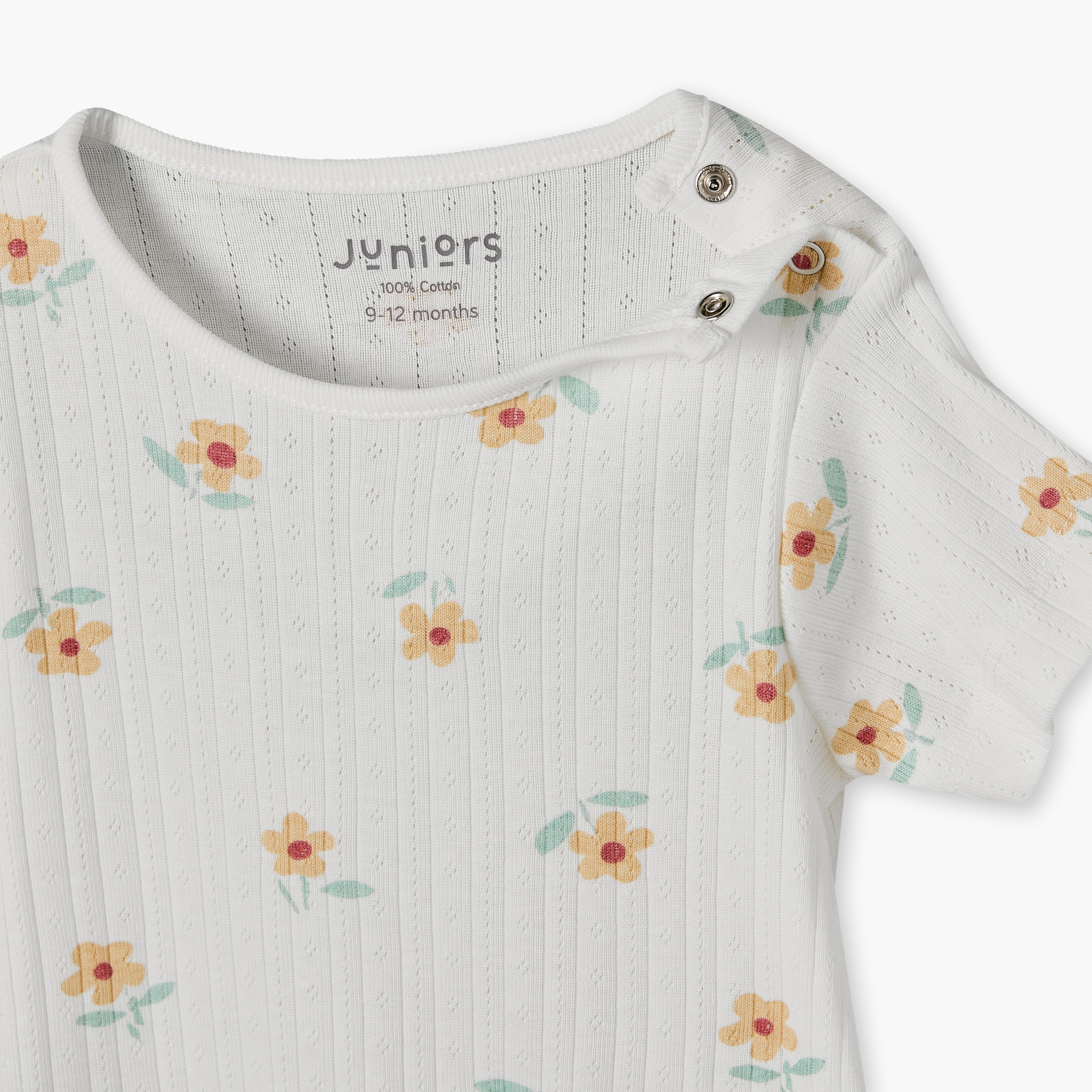 Pack of 3 Juniors Crew Neck Short Sleeves Rompers with Floral Print-baby-girls-clothing-rompers-image-7