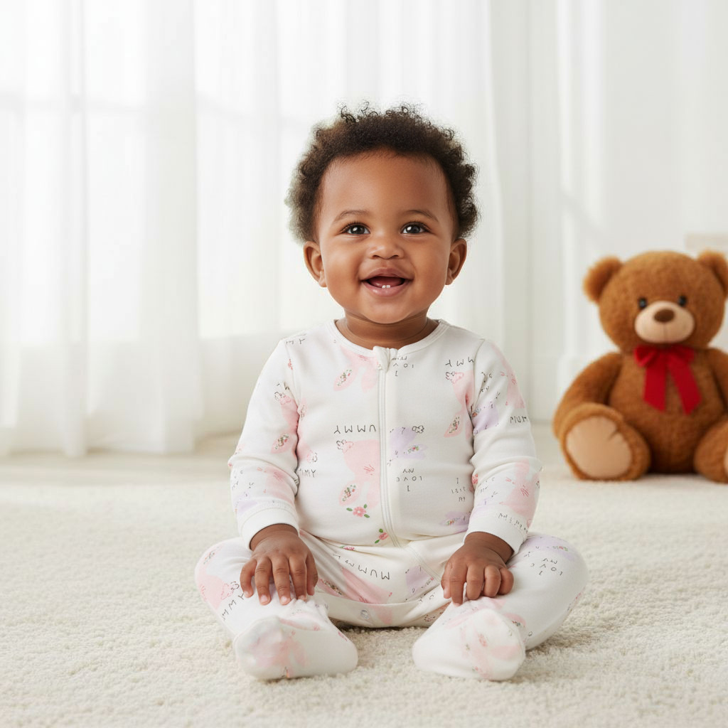 Juniors Crew Neck Sleepsuit with Animal Print - Cotton - Long Sleeves - Set of 3-baby-boys-clothing-nightwear-sleepsuits-image-7