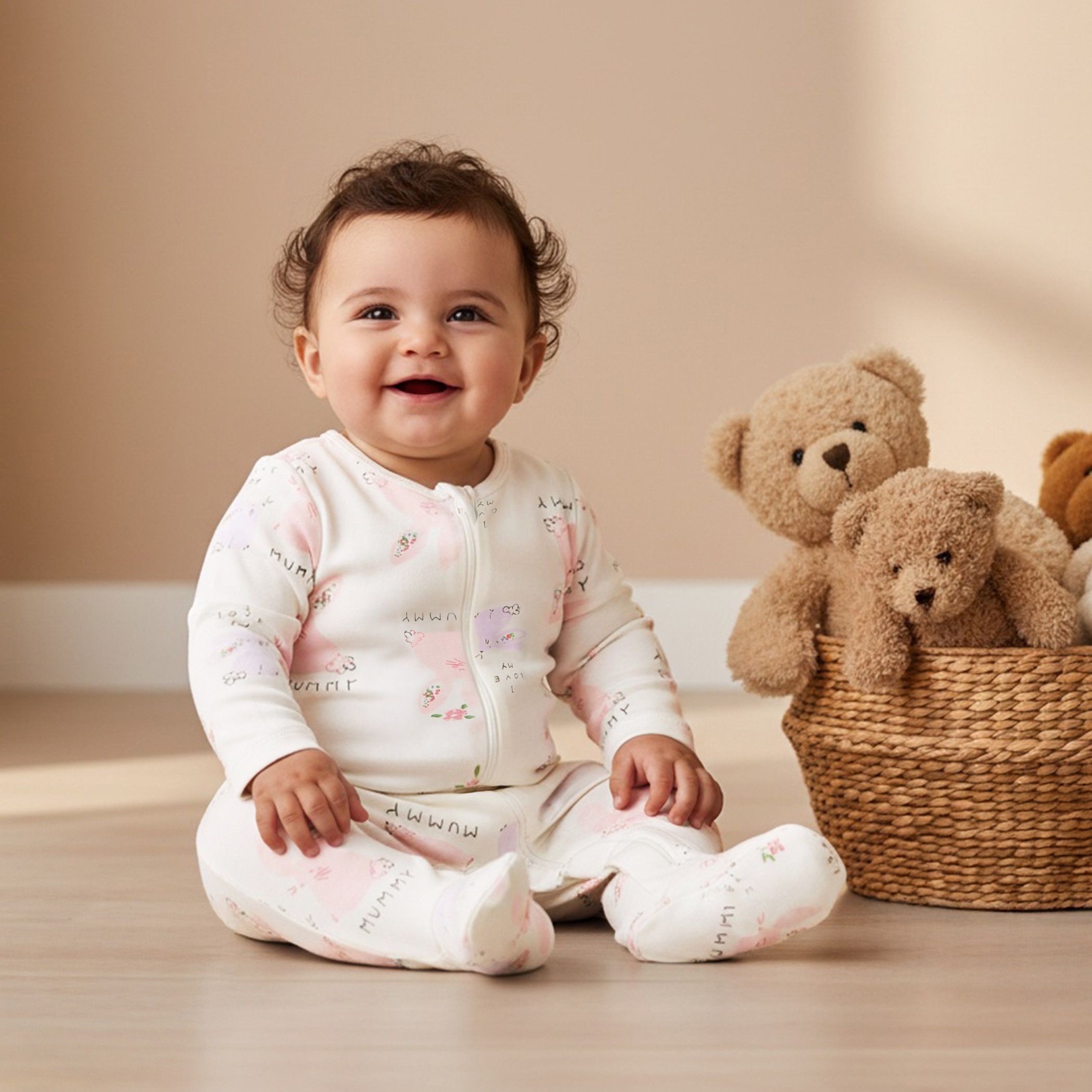 Juniors Crew Neck Sleepsuit with Animal Print - Cotton - Long Sleeves - Set of 3-baby-boys-clothing-nightwear-sleepsuits-image-8