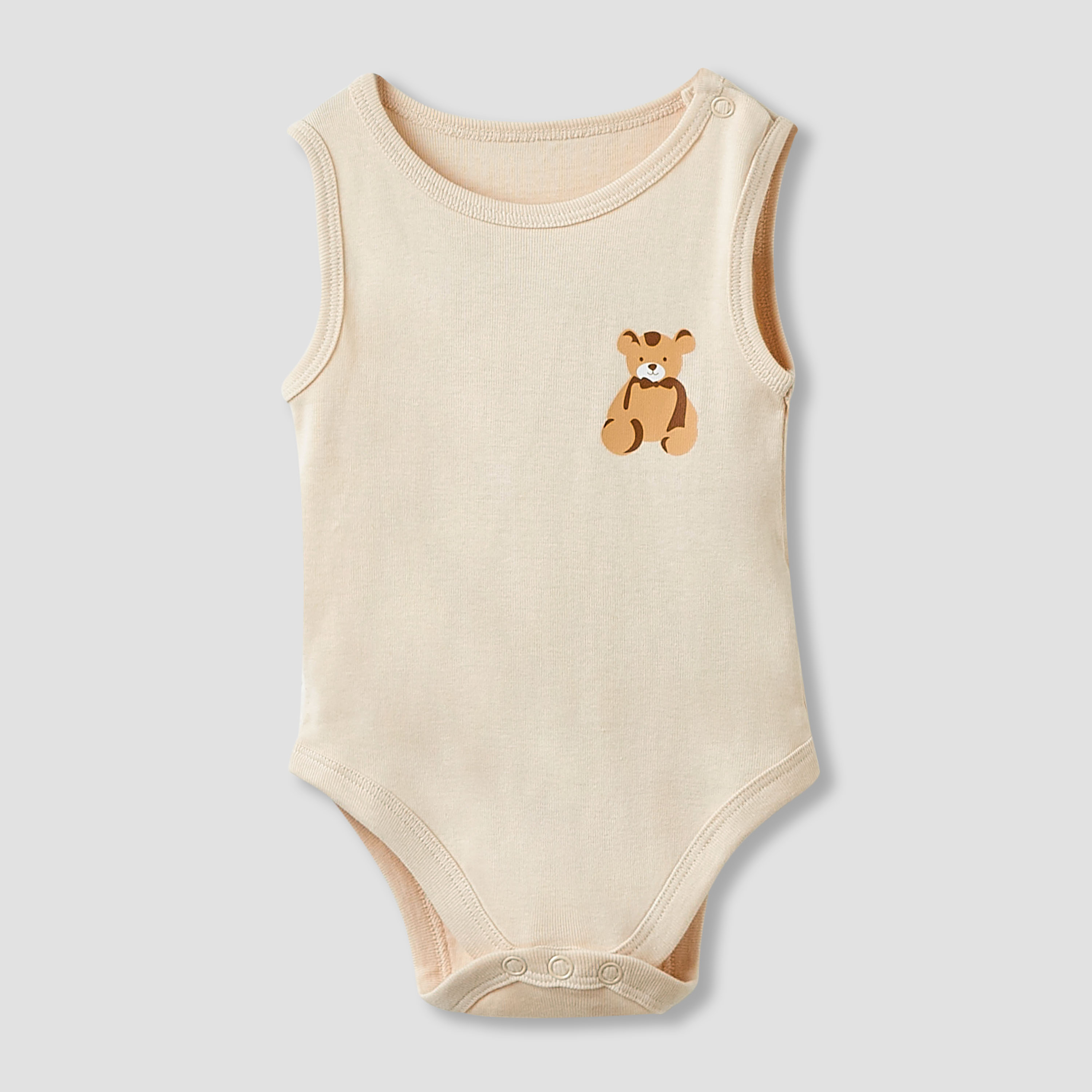 Juniors Round Neck Bodysuit with Snap Button Closure - Cotton - Sleeveless  - Set of 5-baby-boys-clothing-multipacks-image-6