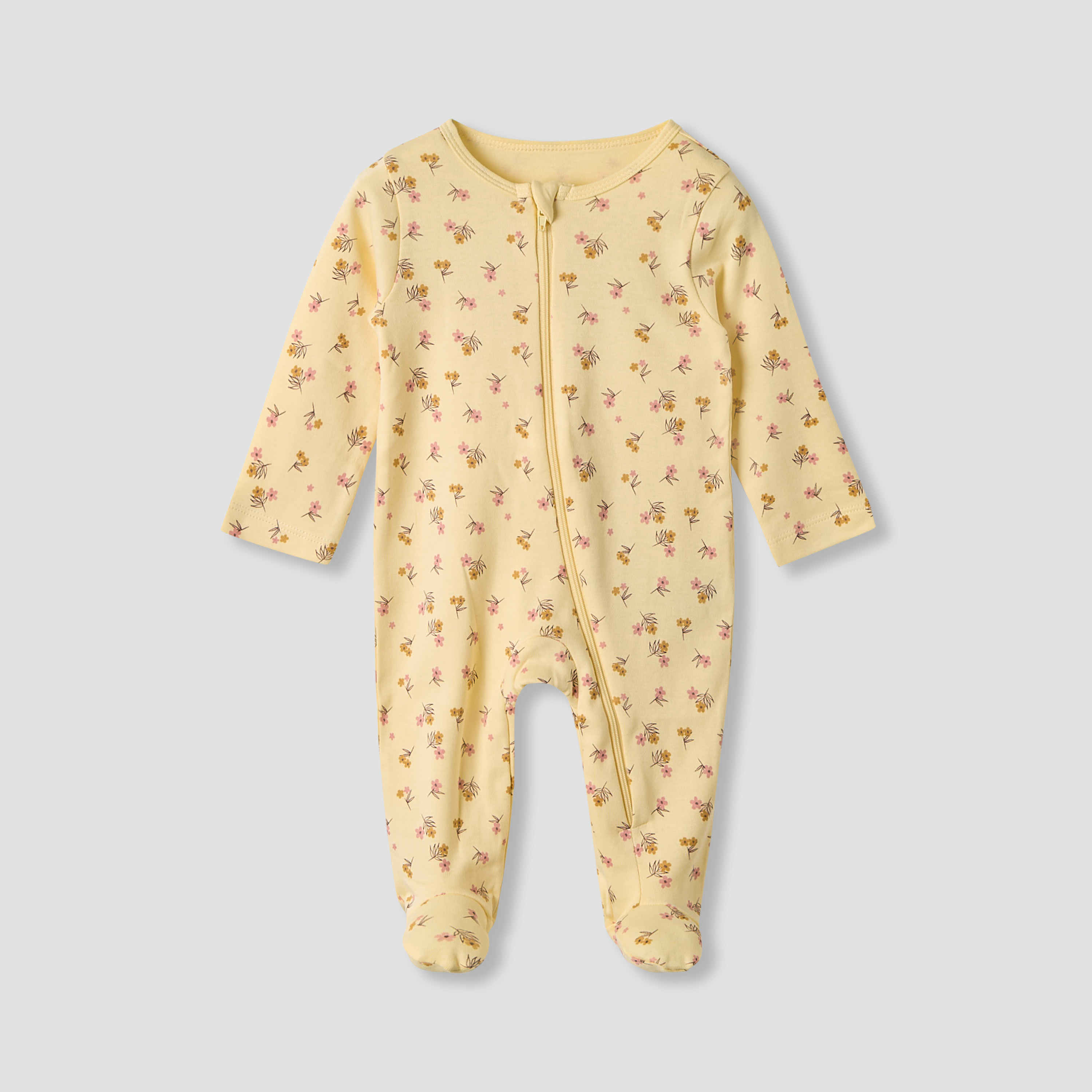 بدلة نوم قطن برقبة ضيقة وأكمام طويلة وطبعات من جونيورز - مجموعة من 5 قطع-baby-girls-clothing-nightwear-sleepsuits-image-4