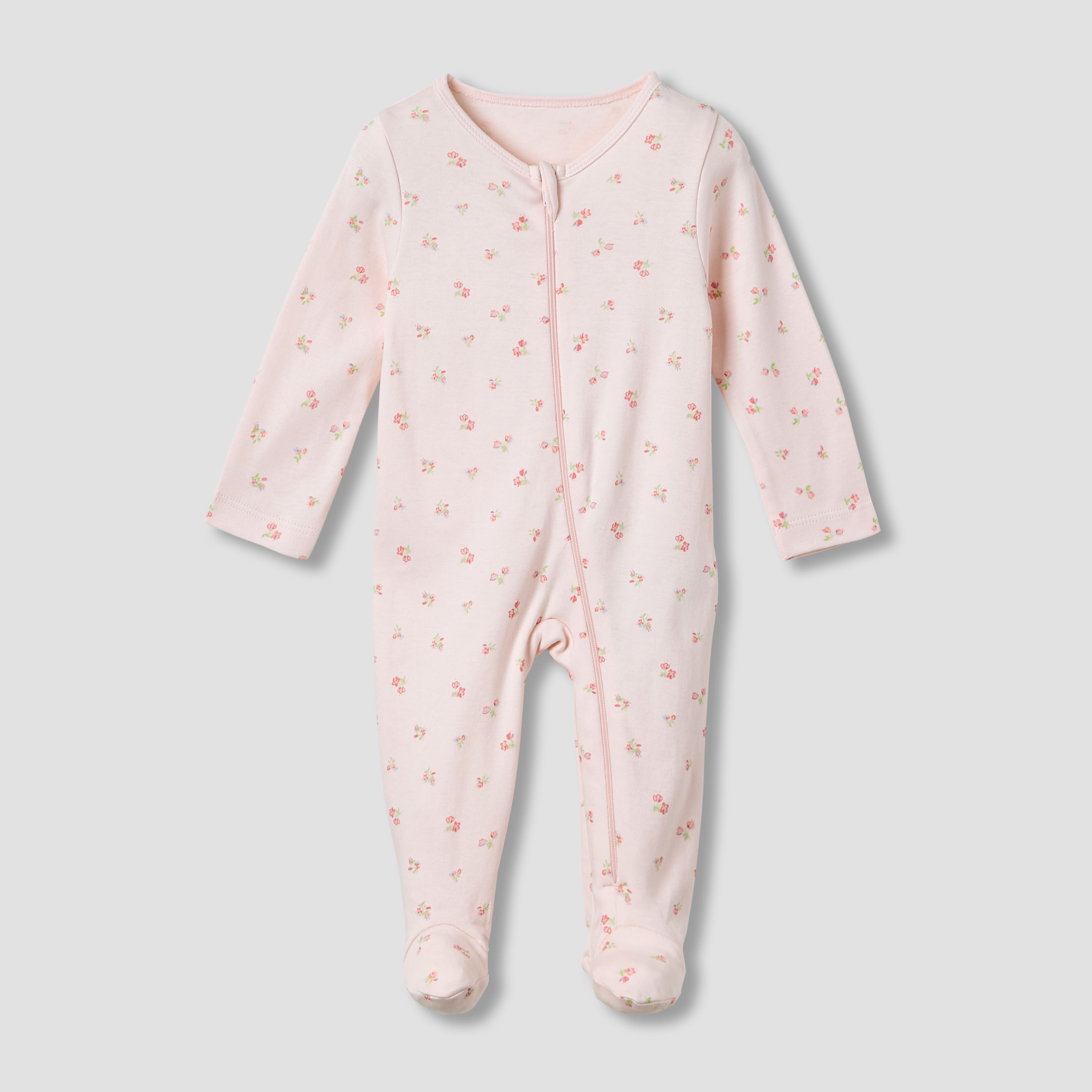 Juniors Cotton Round Neck Long Sleeves Sleepsuit with Floral Print, Set of 5-baby-girls-clothing-nightwear-sleepsuits-image-2