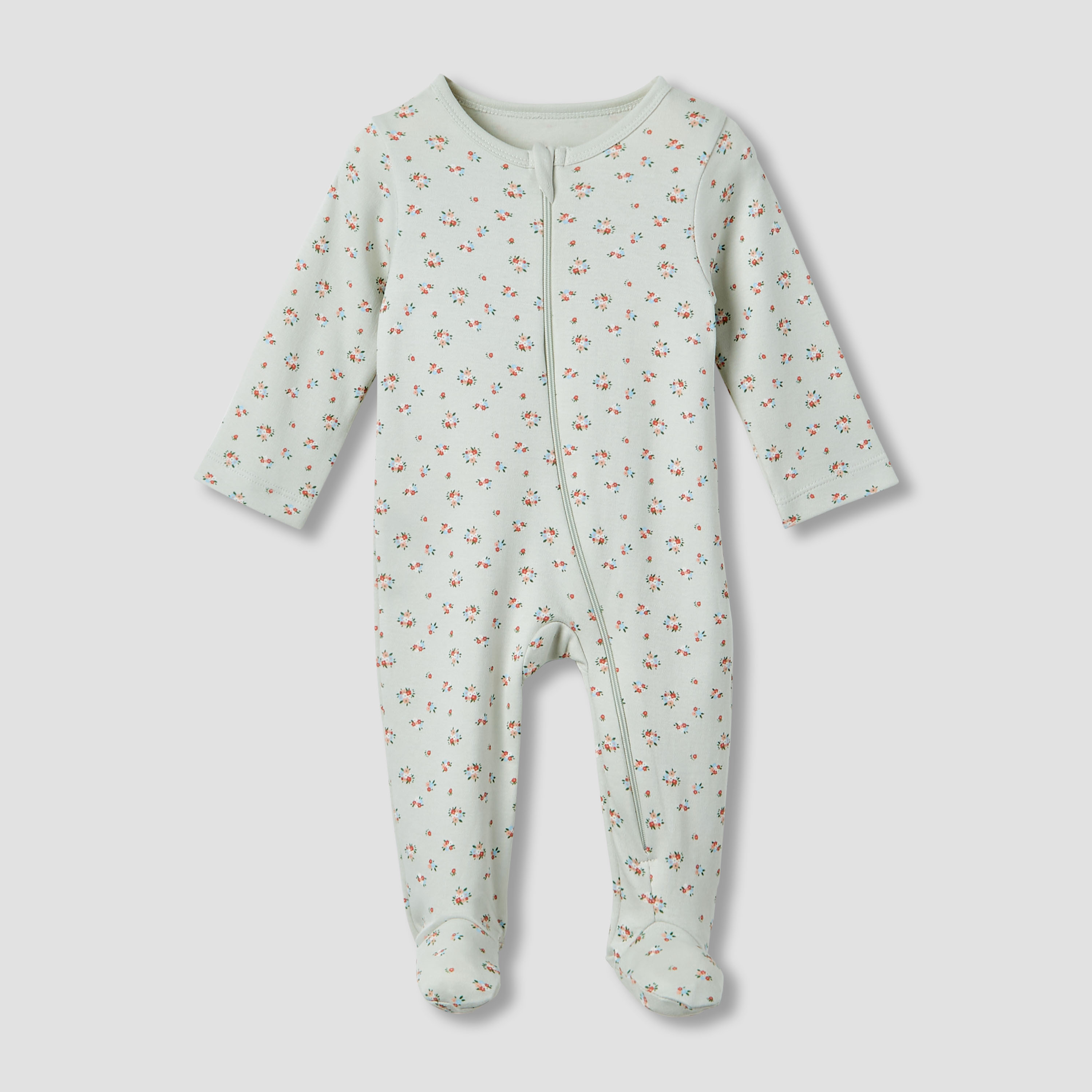 Juniors Cotton Round Neck Long Sleeves Sleepsuit with Floral Print, Set of 5-baby-girls-clothing-nightwear-sleepsuits-image-3