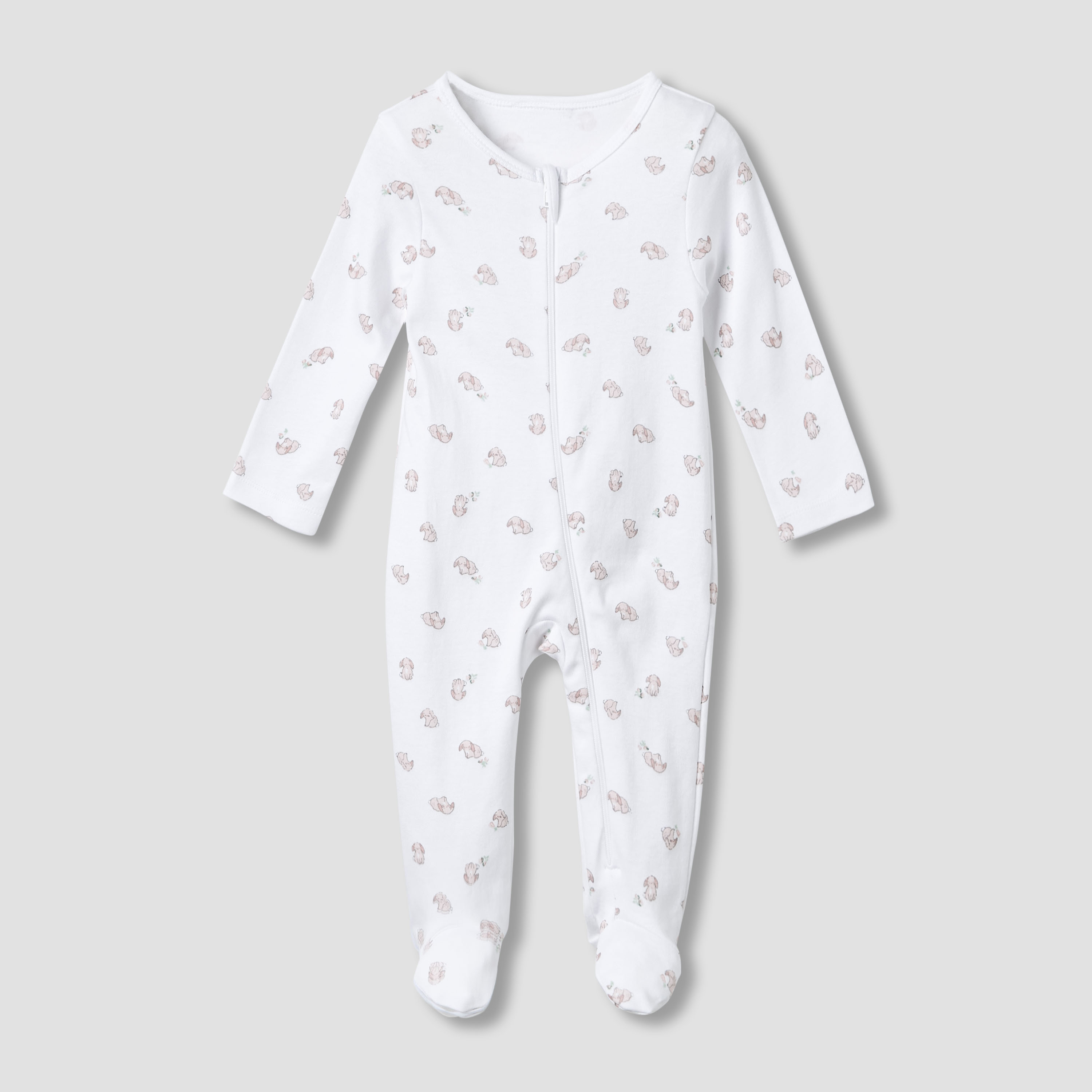 Juniors Cotton Round Neck Long Sleeves Sleepsuit with Floral Print, Set of 5-baby-girls-clothing-nightwear-sleepsuits-image-5