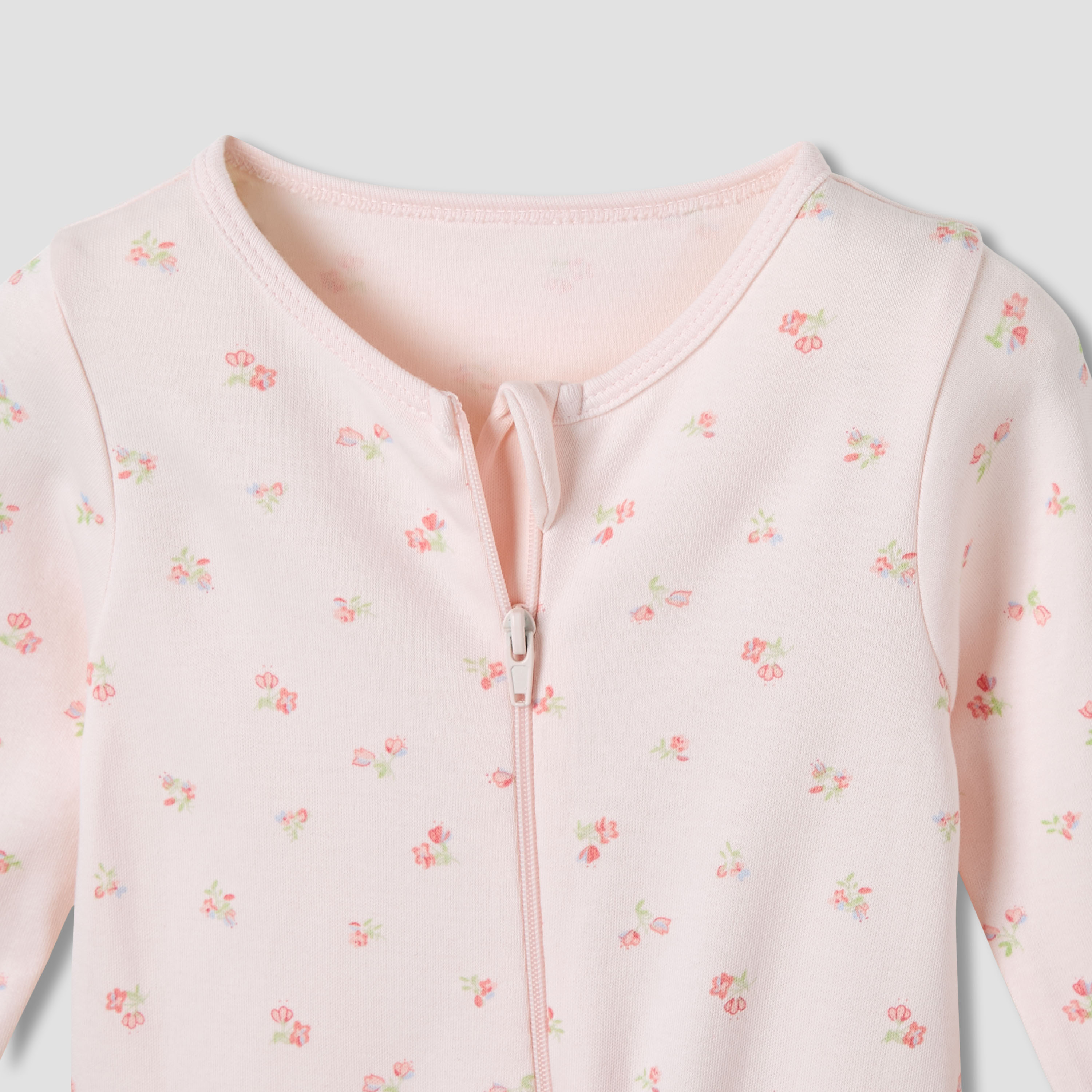 Juniors Cotton Round Neck Long Sleeves Sleepsuit with Floral Print, Set of 5-baby-girls-clothing-nightwear-sleepsuits-image-7