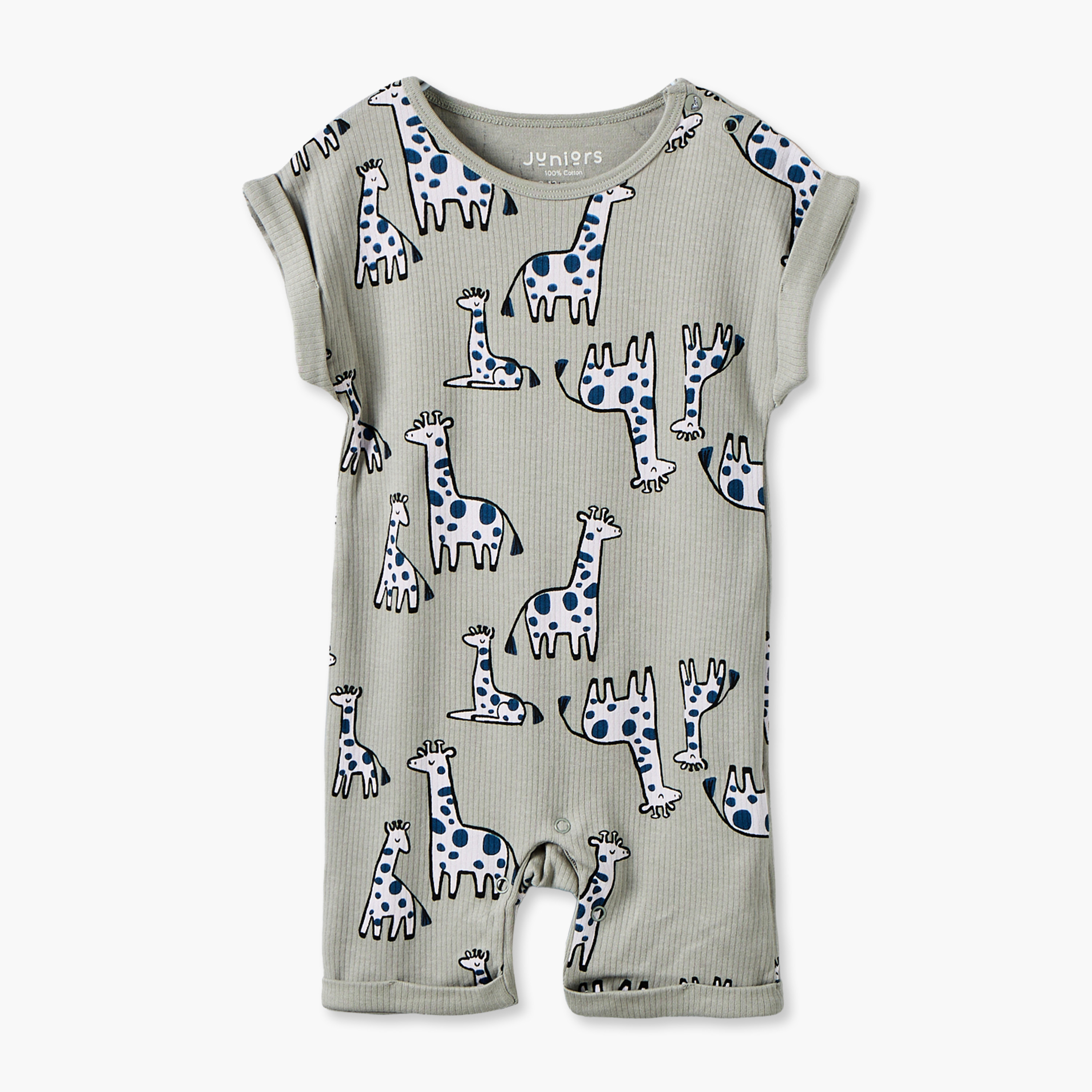 طقم رومبر بياقة مستديرة وأكمام قصيرة بطبعة سفاري من جونيورز - 3 قطع-baby-boys-clothing-rompers-image-3