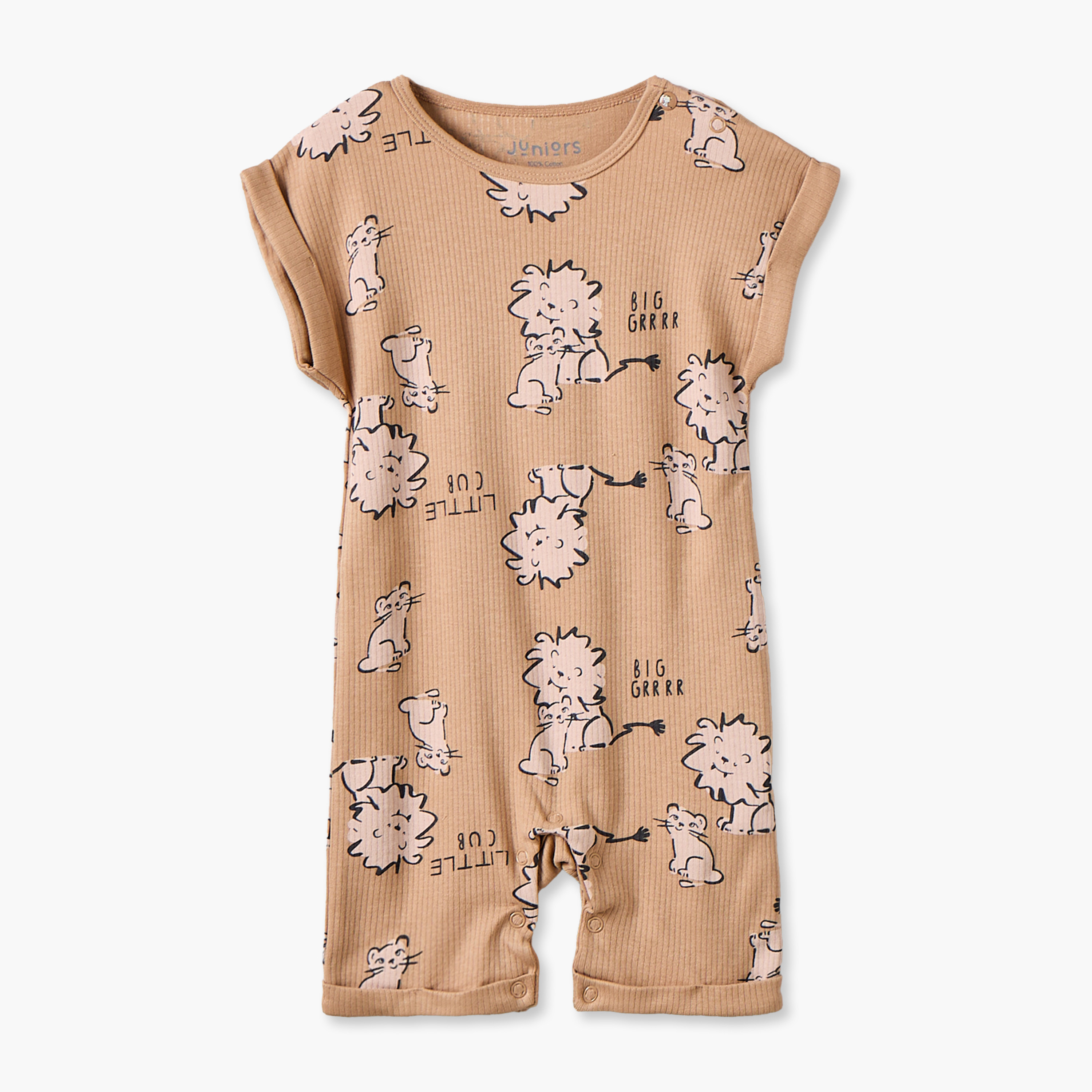 طقم رومبر بياقة مستديرة وأكمام قصيرة بطبعة سفاري من جونيورز - 3 قطع-baby-boys-clothing-rompers-image-4