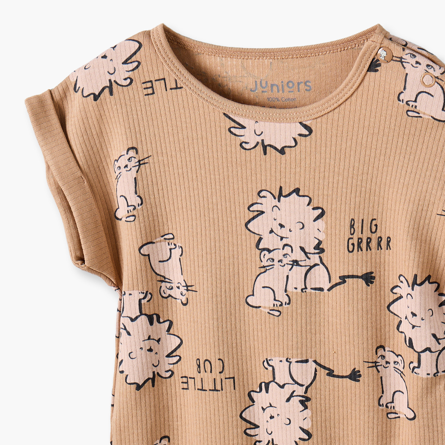 طقم رومبر بياقة مستديرة وأكمام قصيرة بطبعة سفاري من جونيورز - 3 قطع-baby-boys-clothing-rompers-image-6