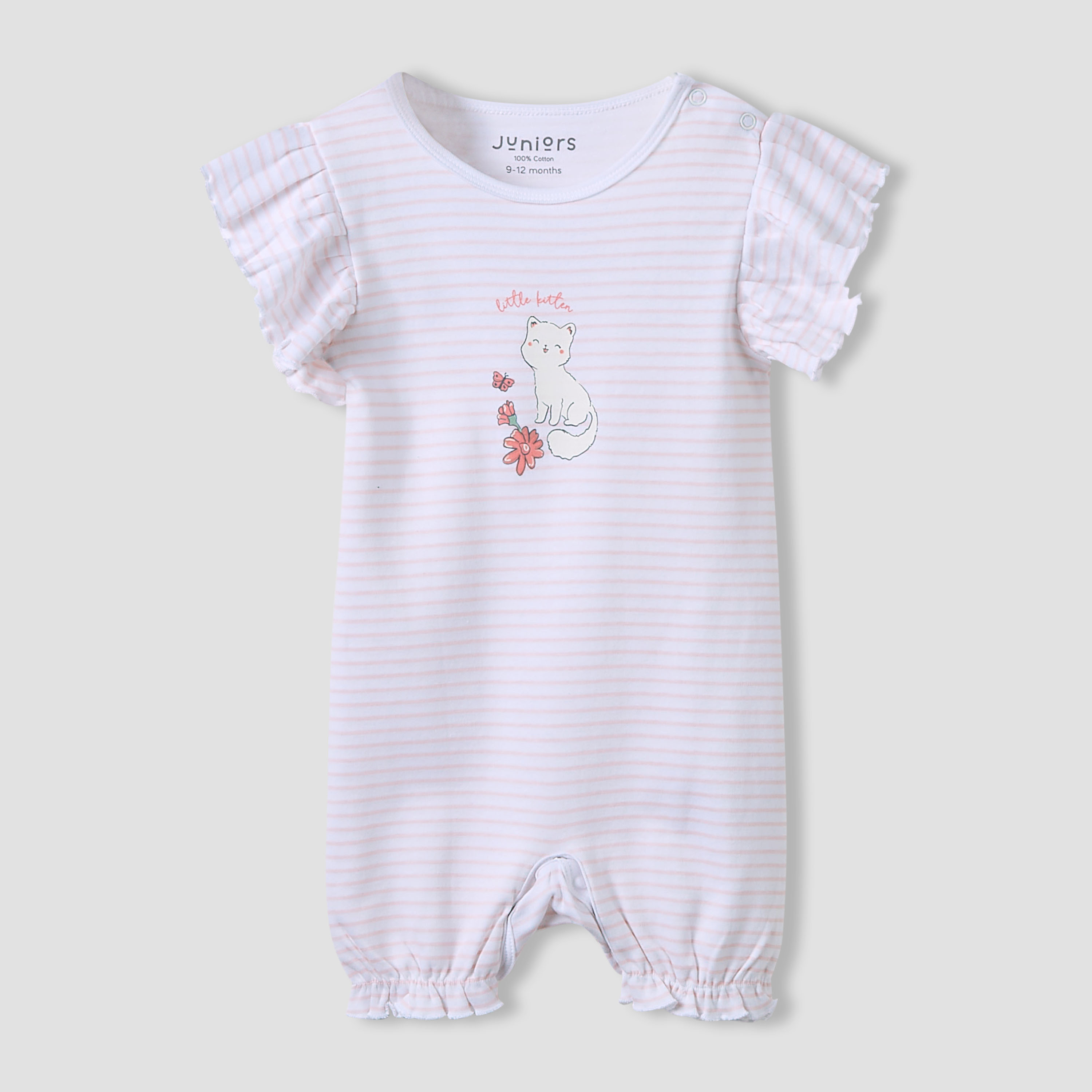 Juniors Crew Neck Romper with Print - Cotton - Short Sleeves - Set of 3-baby-girls-clothing-rompers-image-2