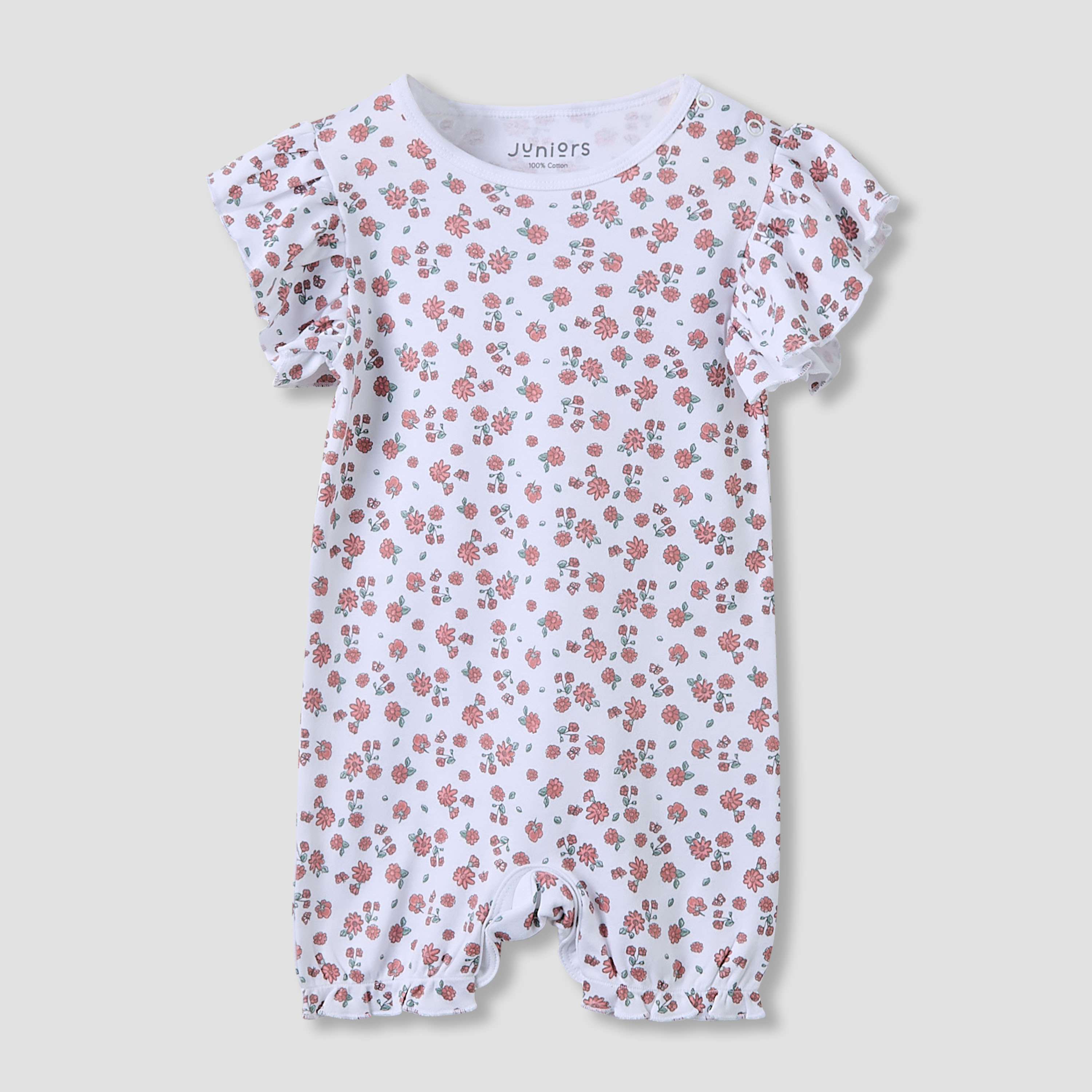 Juniors Crew Neck Romper with Print - Cotton - Short Sleeves - Set of 3-baby-girls-clothing-rompers-image-4