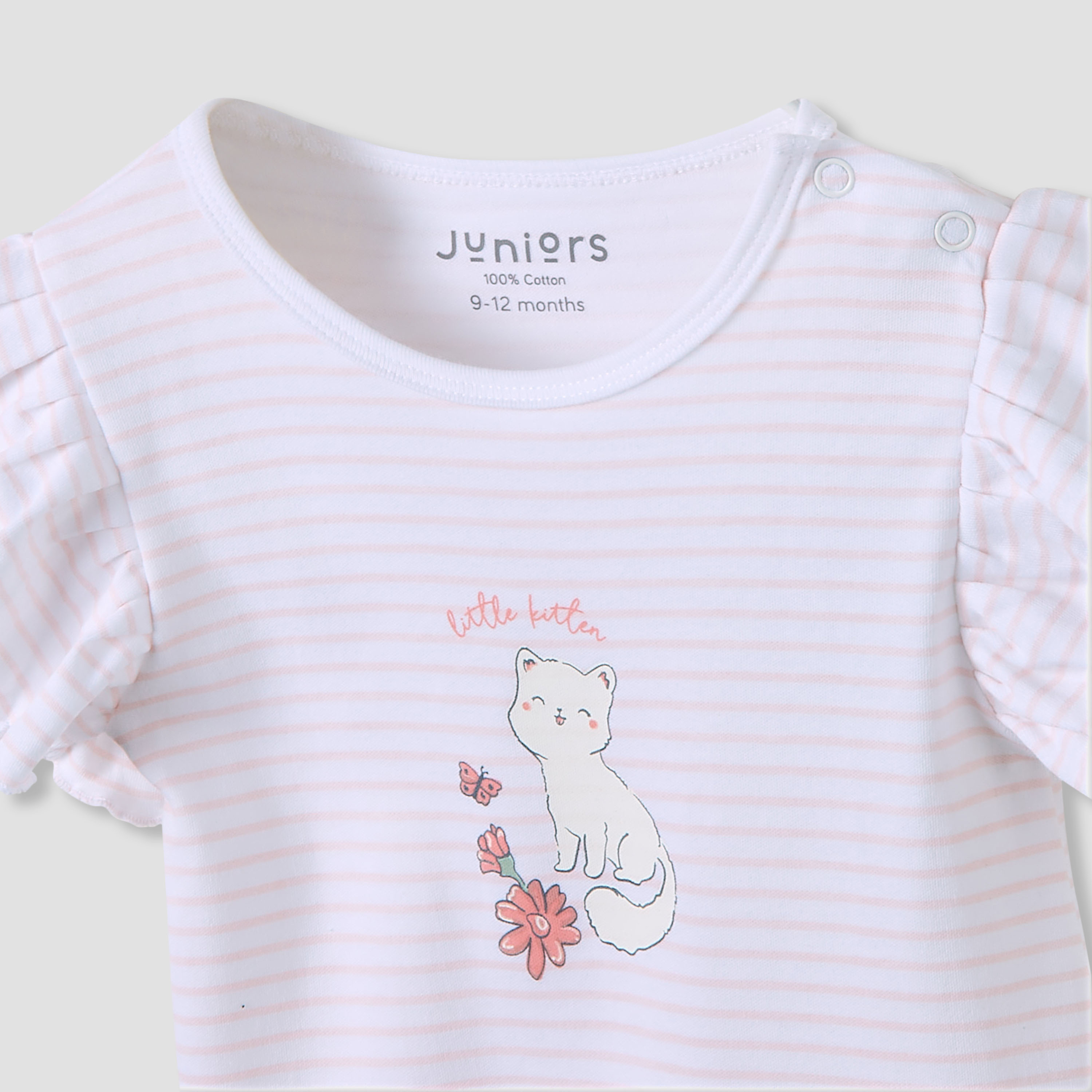 Juniors Crew Neck Romper with Print - Cotton - Short Sleeves - Set of 3-baby-girls-clothing-rompers-image-5