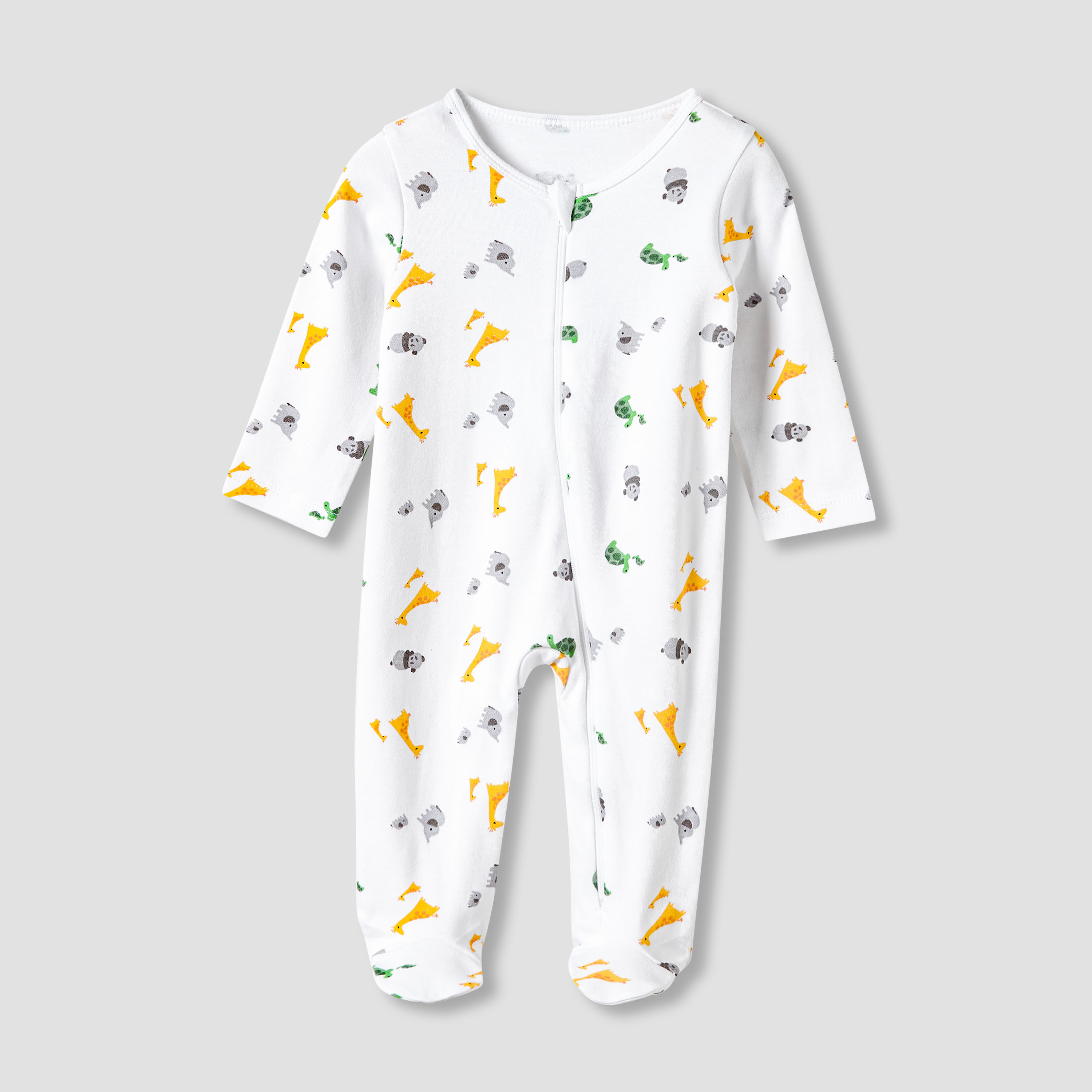 Juniors Round Neck Sleepsuit with Closed Feet - Cotton - Long Sleeves - Set of 5-baby-girls-clothing-nightwear-sleepsuits-image-2
