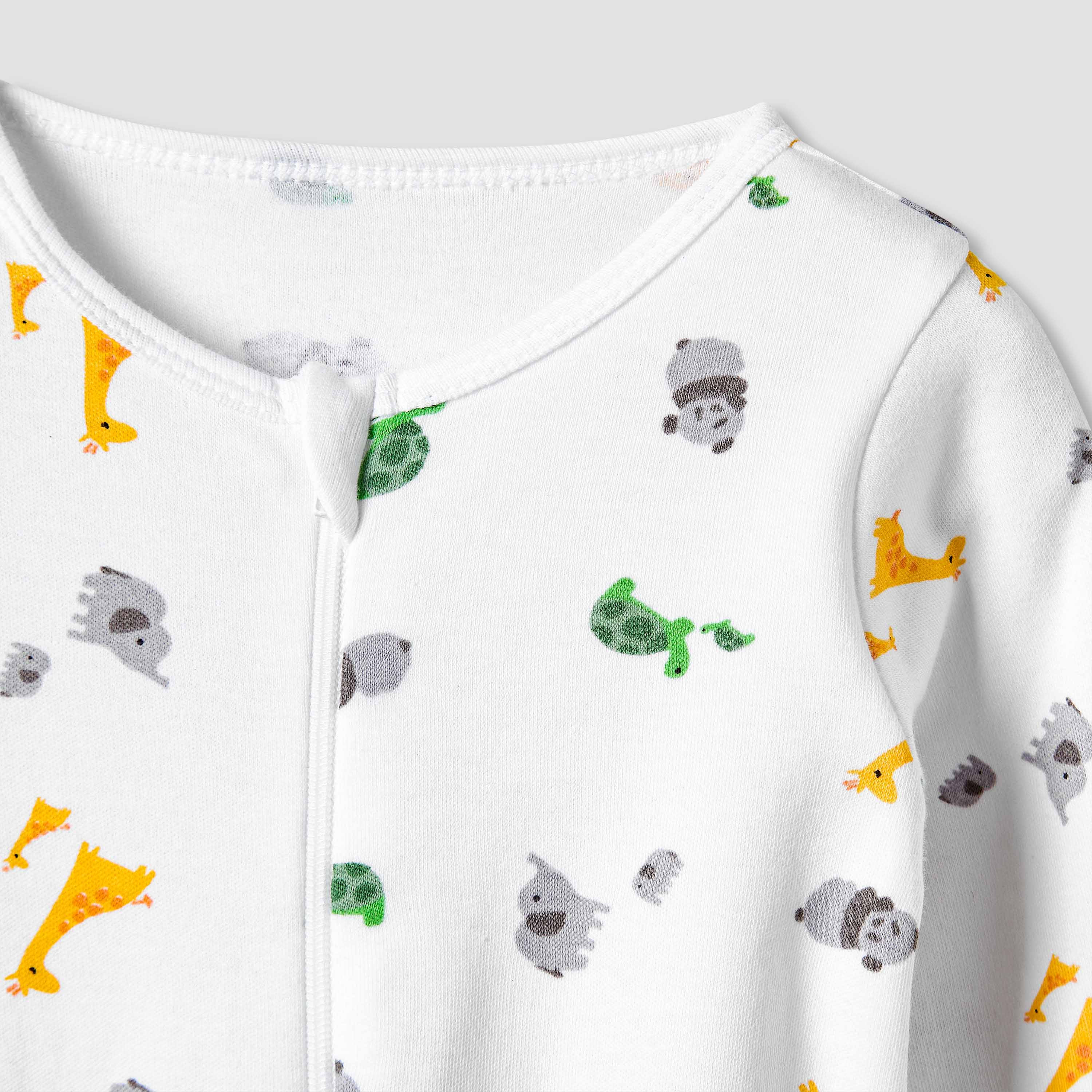 Juniors Round Neck Sleepsuit with Closed Feet - Cotton - Long Sleeves - Set of 5-baby-girls-clothing-nightwear-sleepsuits-image-7