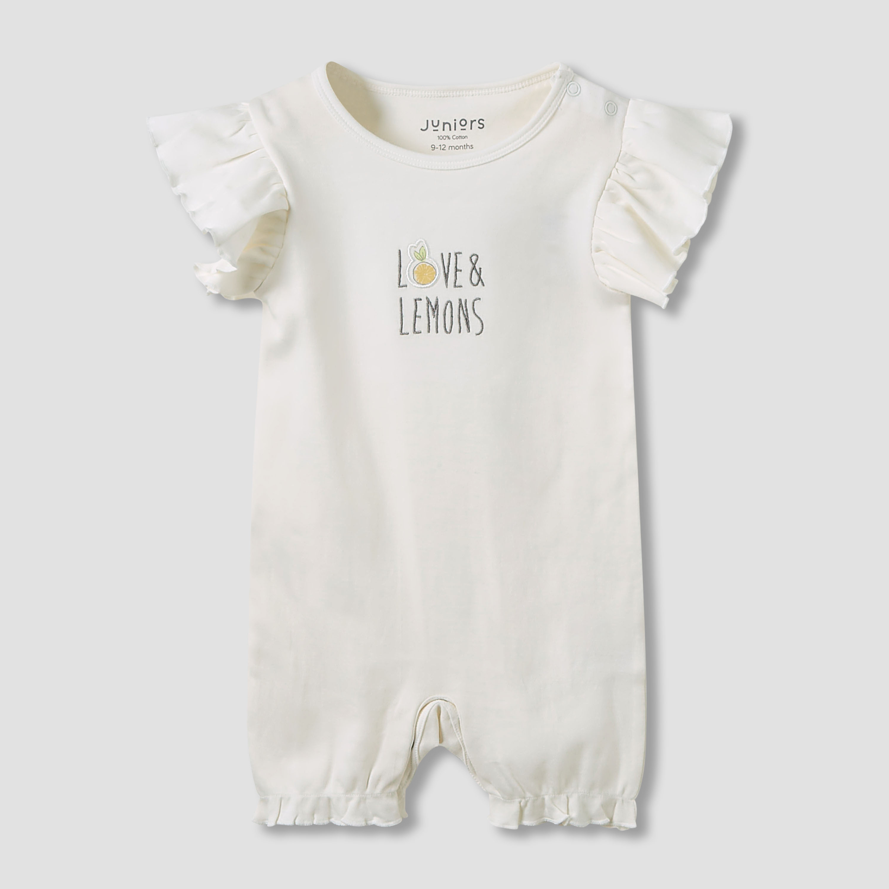 Juniors Crew Neck Romper with Print - Cotton - Short Sleeves - Set of 3-baby-girls-clothing-rompers-image-2