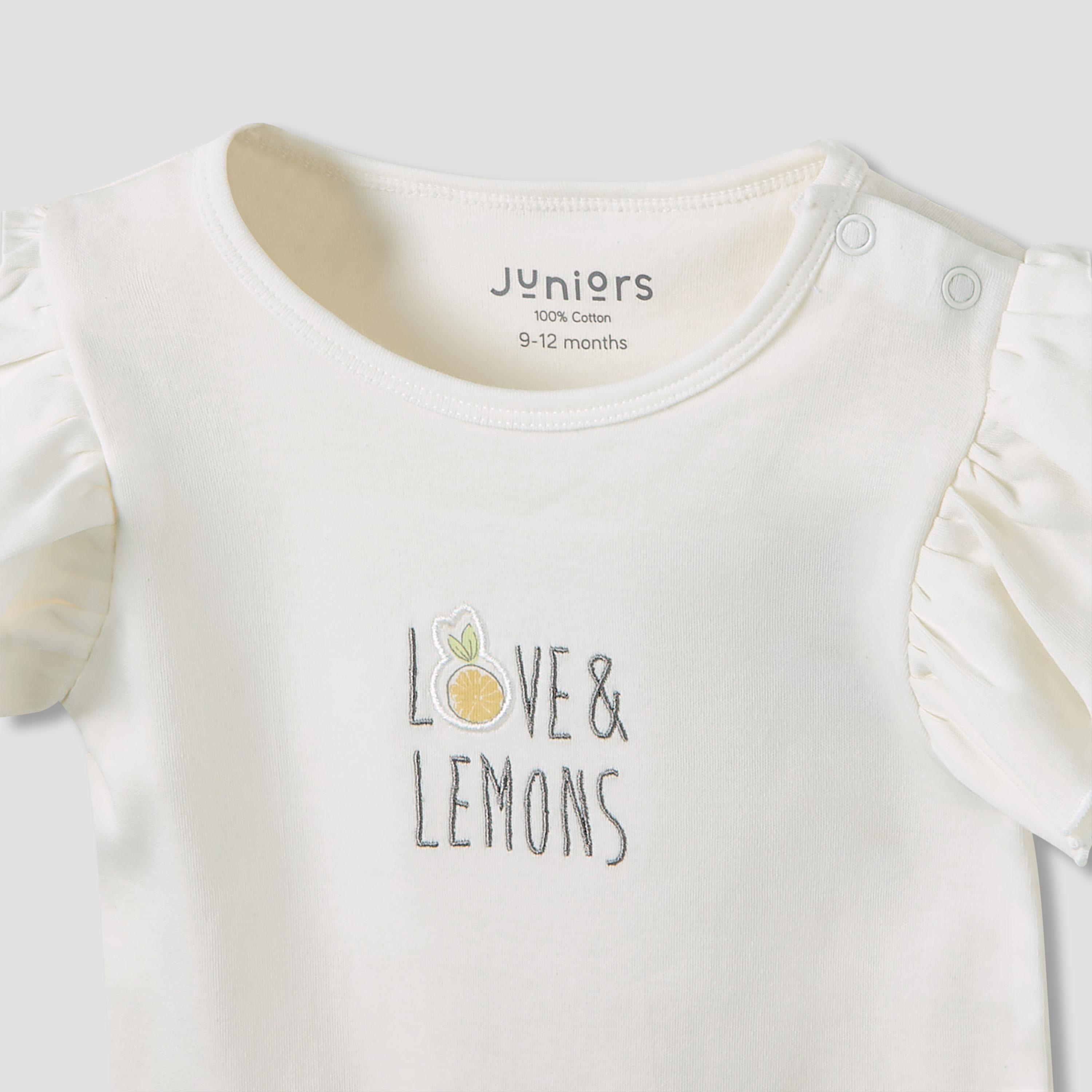 Juniors Crew Neck Romper with Print - Cotton - Short Sleeves - Set of 3-baby-girls-clothing-rompers-image-5