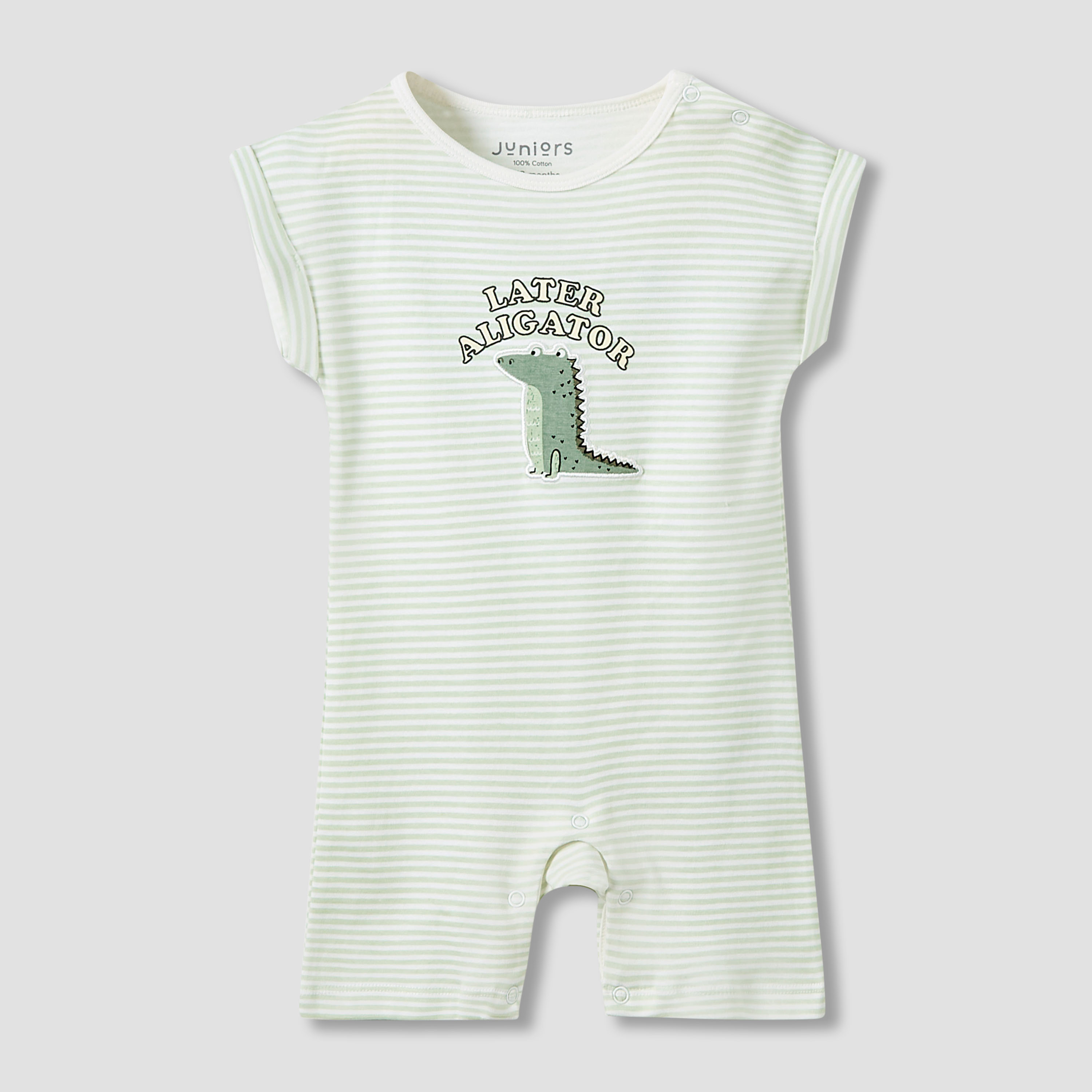 أفرولات قطن بطبعات ديناصور وياقة ضيقة وأكمام قصيرة من جونيورز - طقم 3 قطع-baby-boys-clothing-rompers-image-4