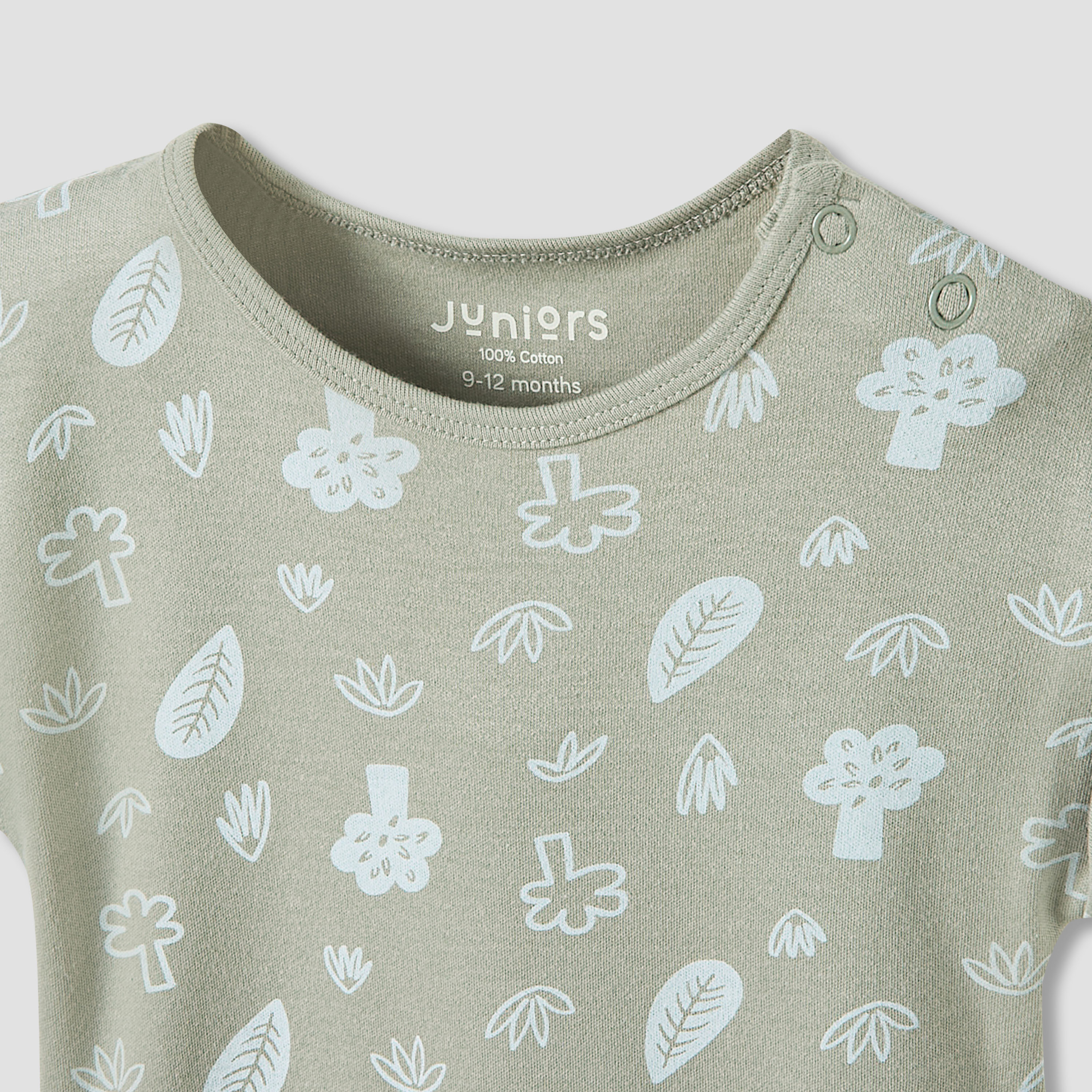 أفرولات قطن بطبعات ديناصور وياقة ضيقة وأكمام قصيرة من جونيورز - طقم 3 قطع-baby-boys-clothing-rompers-image-2