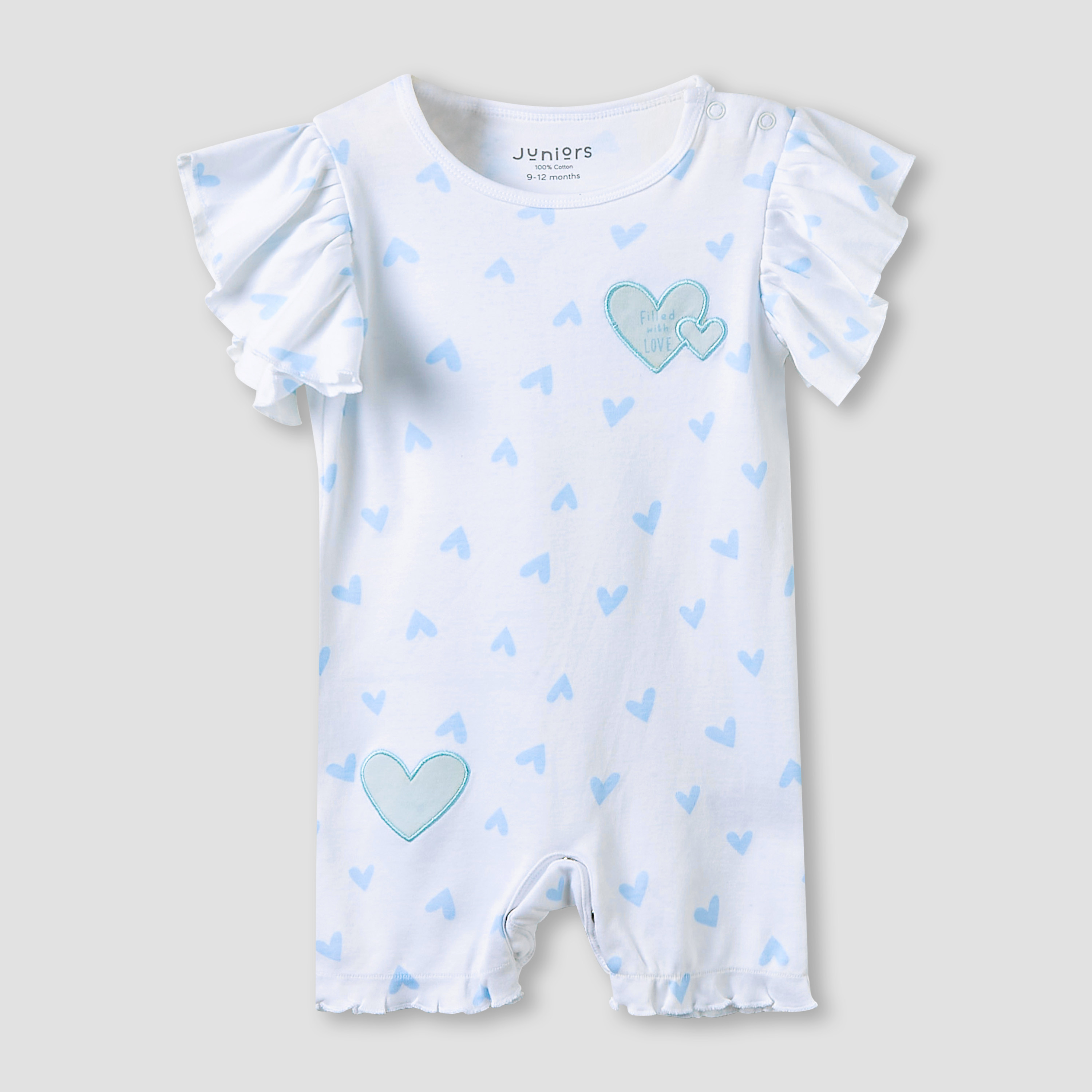 Juniors Crew Neck Romper with Print - Cotton - Short Sleeves - Set of 3-baby-girls-clothing-rompers-image-2