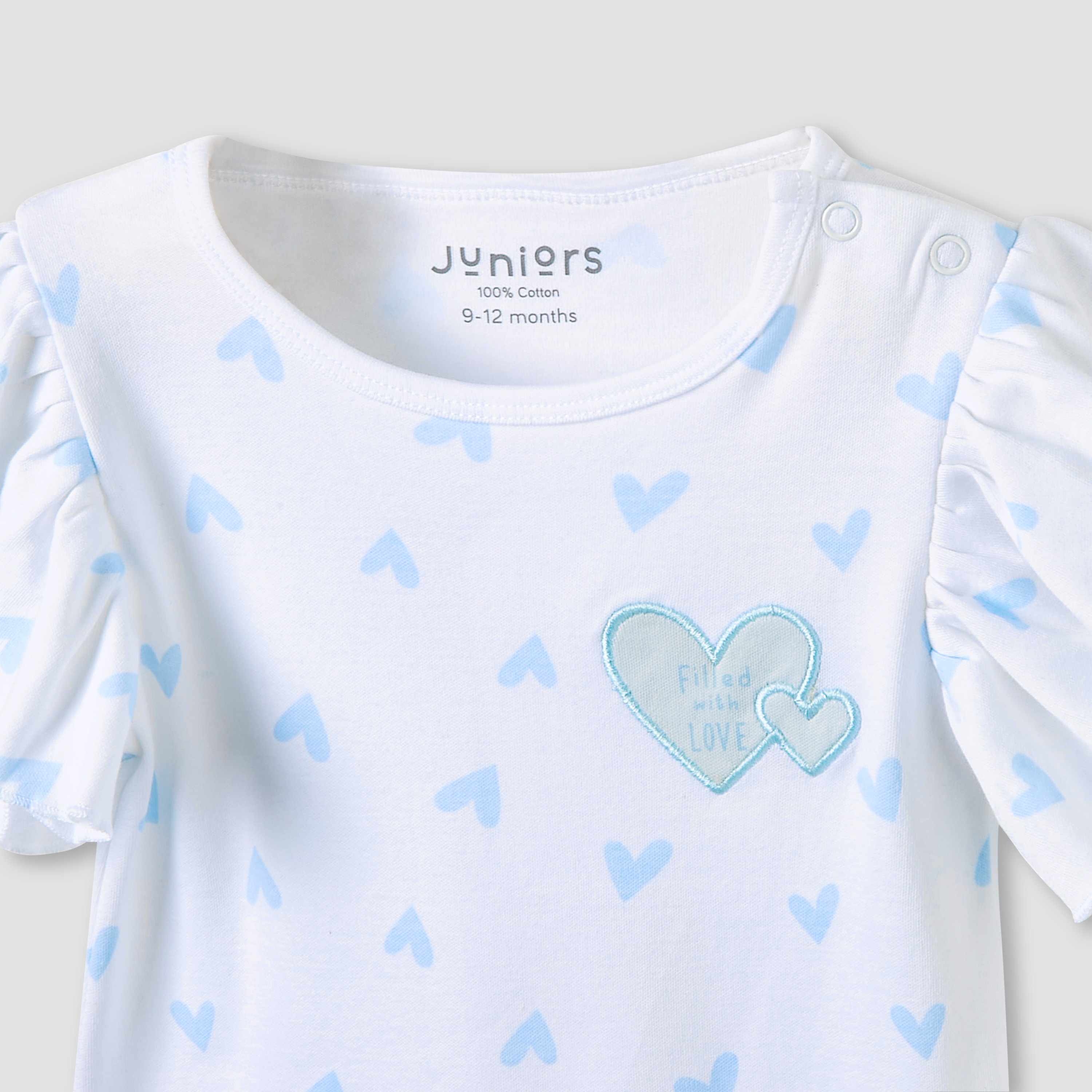 Juniors Crew Neck Romper with Print - Cotton - Short Sleeves - Set of 3-baby-girls-clothing-rompers-image-5