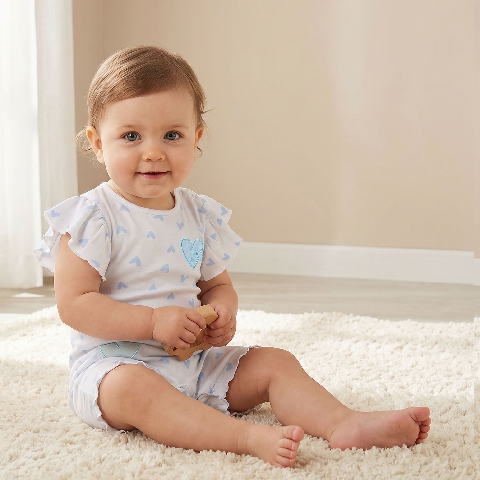 Juniors Crew Neck Romper with Print - Cotton - Short Sleeves - Set of 3-baby-girls-clothing-rompers-image-2