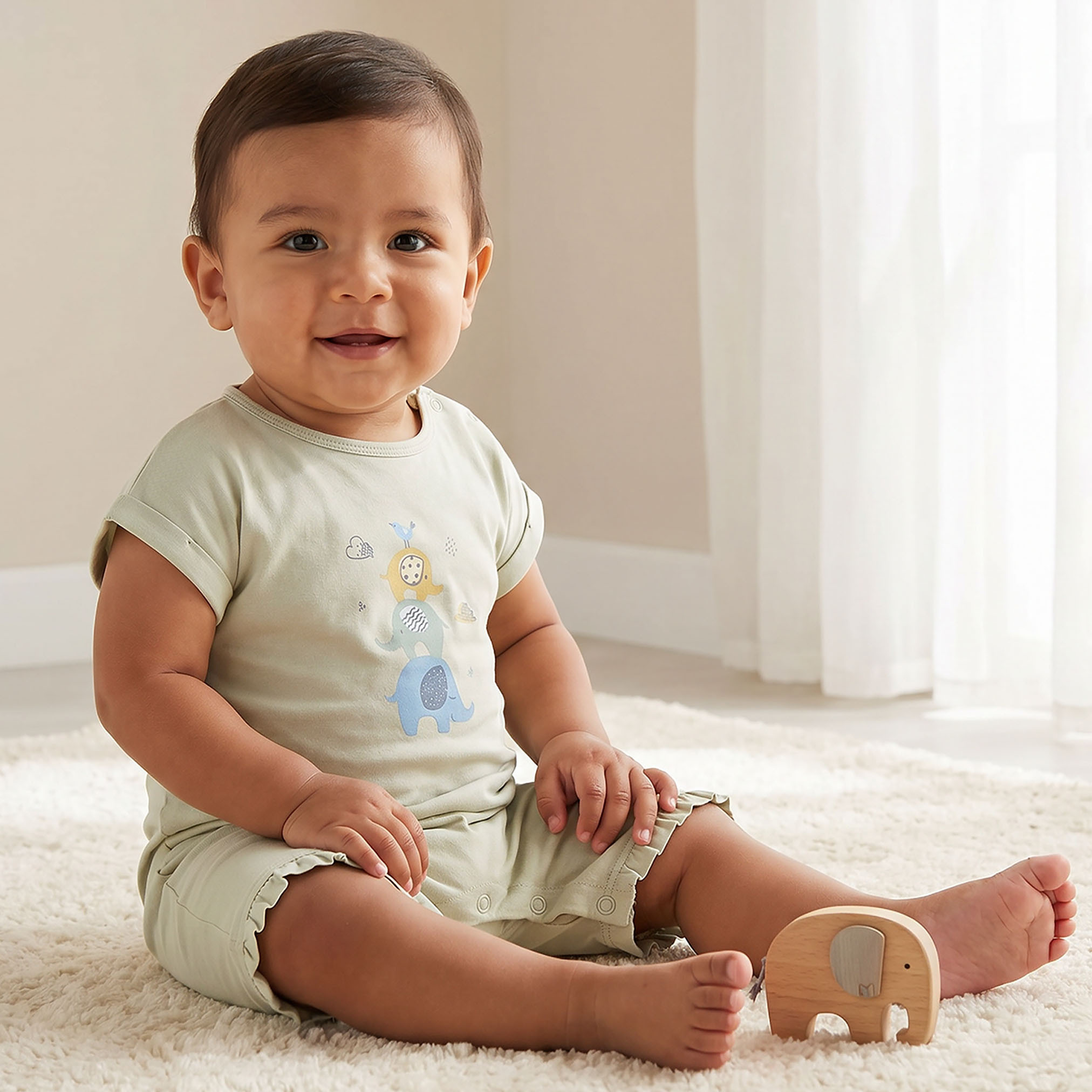 Juniors Crew Neck Romper with Print - Cotton - Short Sleeves - Set of 3-baby-boys-clothing-rompers-image-2
