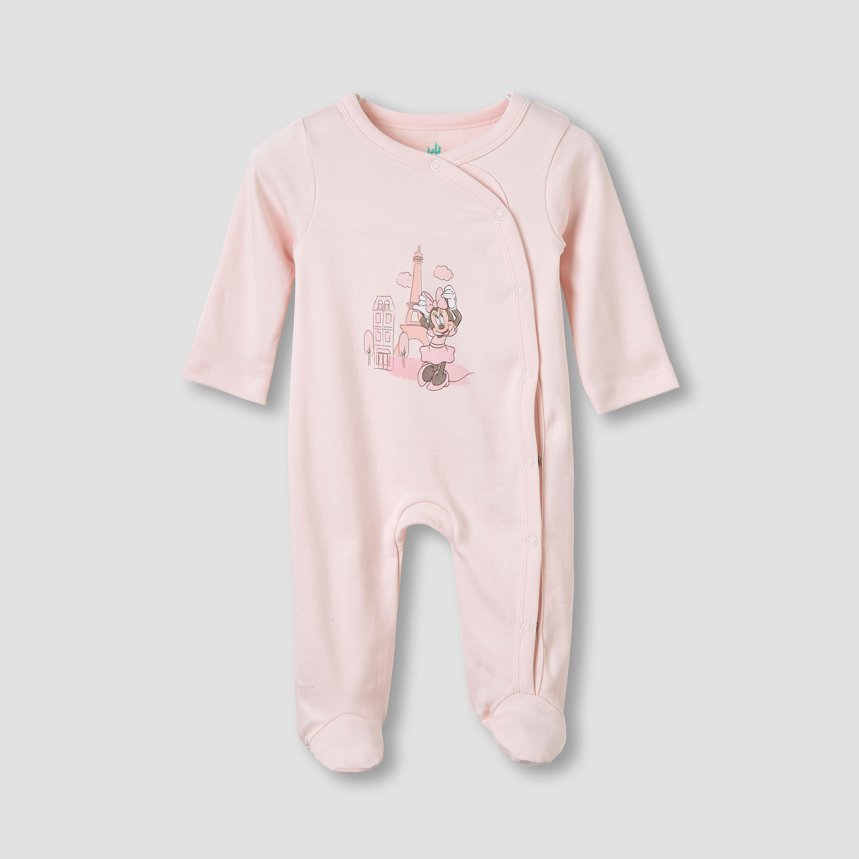 Disney Round Neck Sleepsuit with Minnie Mouse Print - Cotton - Long Sleeves - Set of 3-baby-girls-clothing-nightwear-sleepsuits-image-4