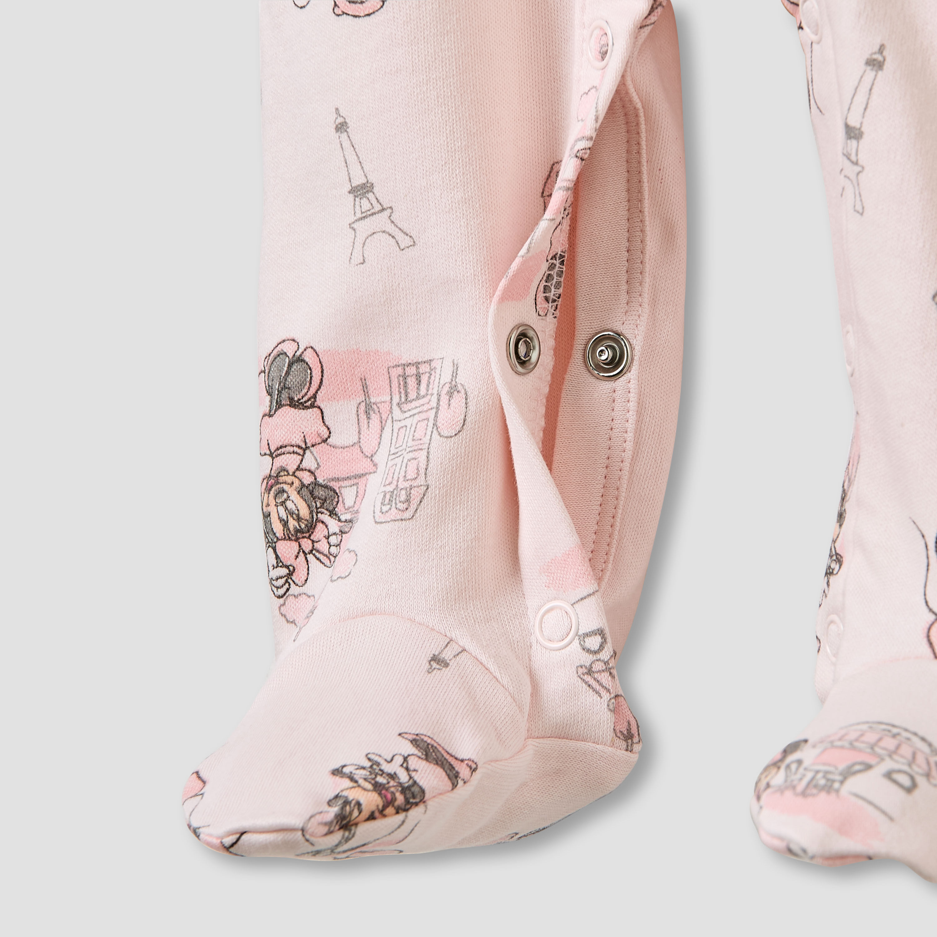 Disney Round Neck Sleepsuit with Minnie Mouse Print - Cotton - Long Sleeves - Set of 3-baby-girls-clothing-nightwear-sleepsuits-image-6