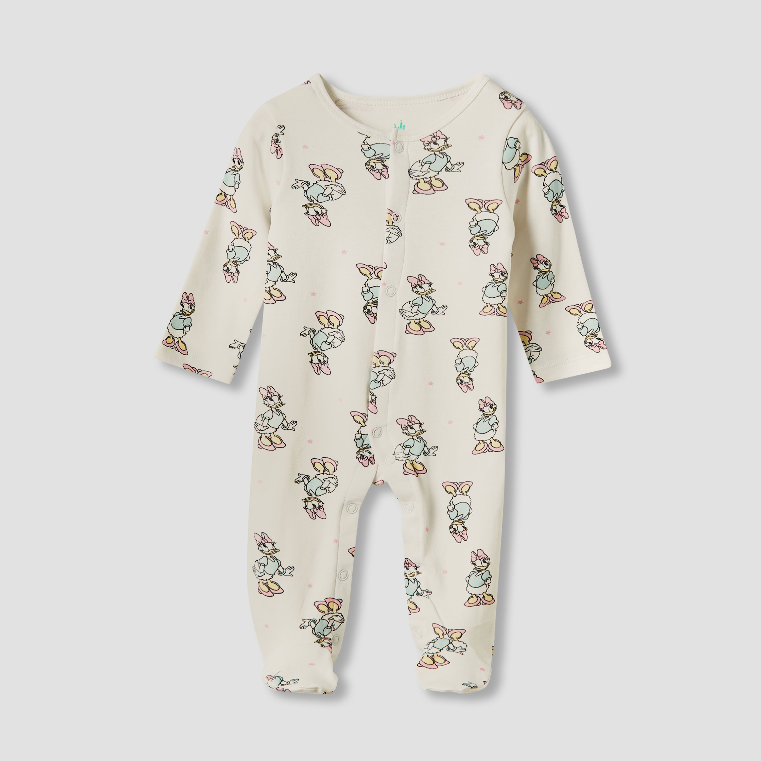 Disney Round Neck Sleepsuit with Closed Feet - Cotton - Long Sleeves - Set of 3-baby-girls-clothing-nightwear-sleepsuits-image-2
