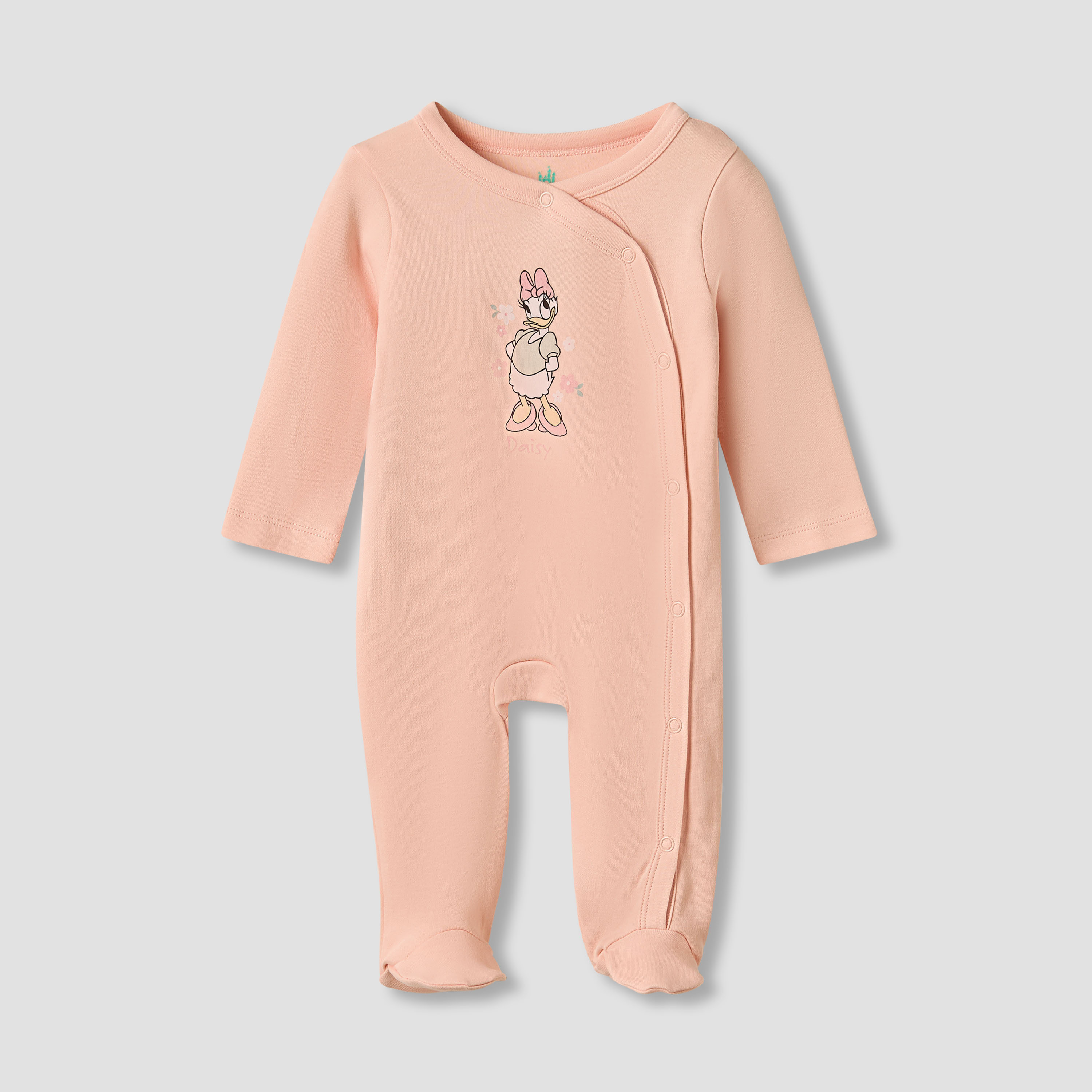 Disney Round Neck Sleepsuit with Closed Feet - Cotton - Long Sleeves - Set of 3-baby-girls-clothing-nightwear-sleepsuits-image-3