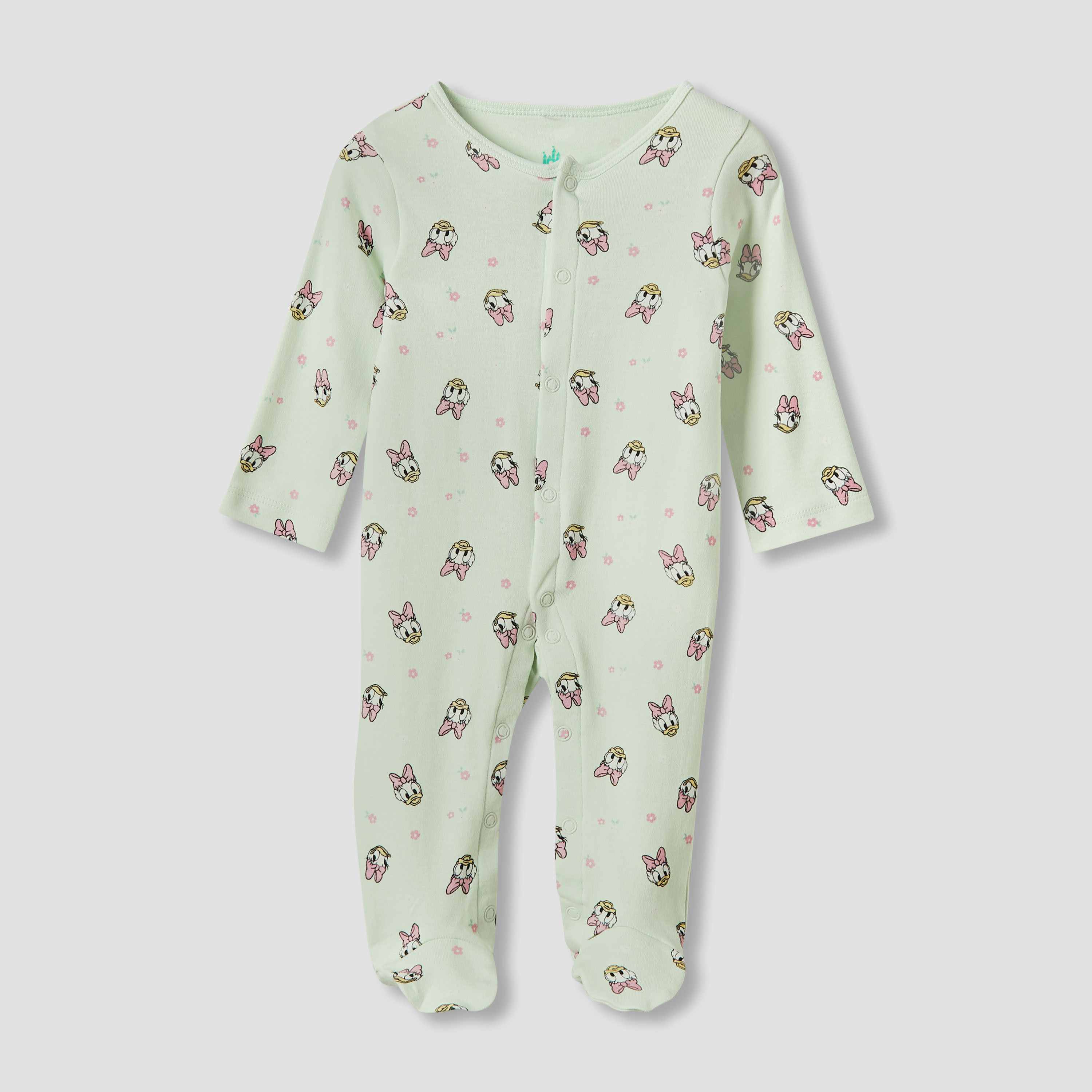 Disney Round Neck Sleepsuit with Closed Feet - Cotton - Long Sleeves - Set of 3-baby-girls-clothing-nightwear-sleepsuits-image-4