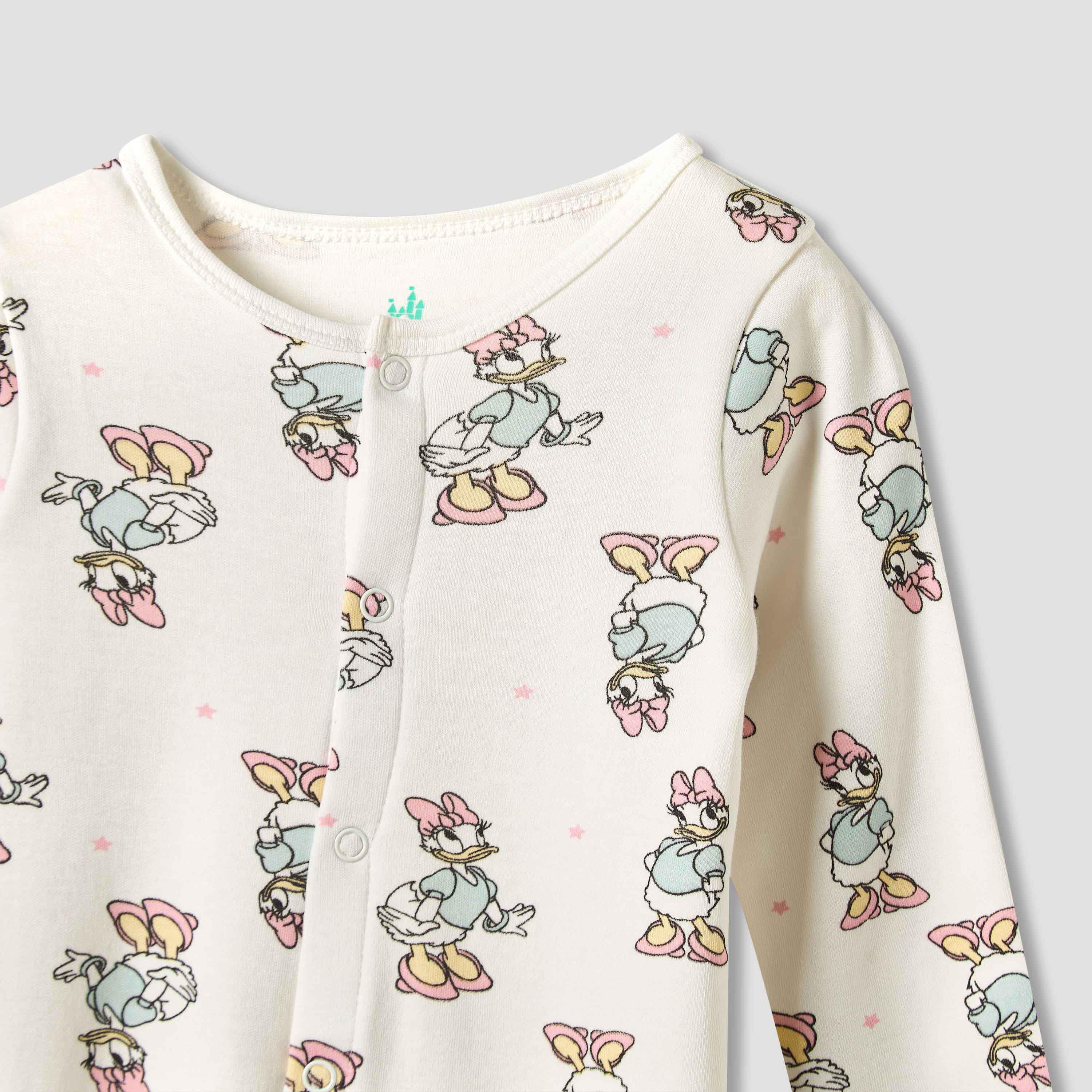 Disney Round Neck Sleepsuit with Closed Feet - Cotton - Long Sleeves - Set of 3-baby-girls-clothing-nightwear-sleepsuits-image-5