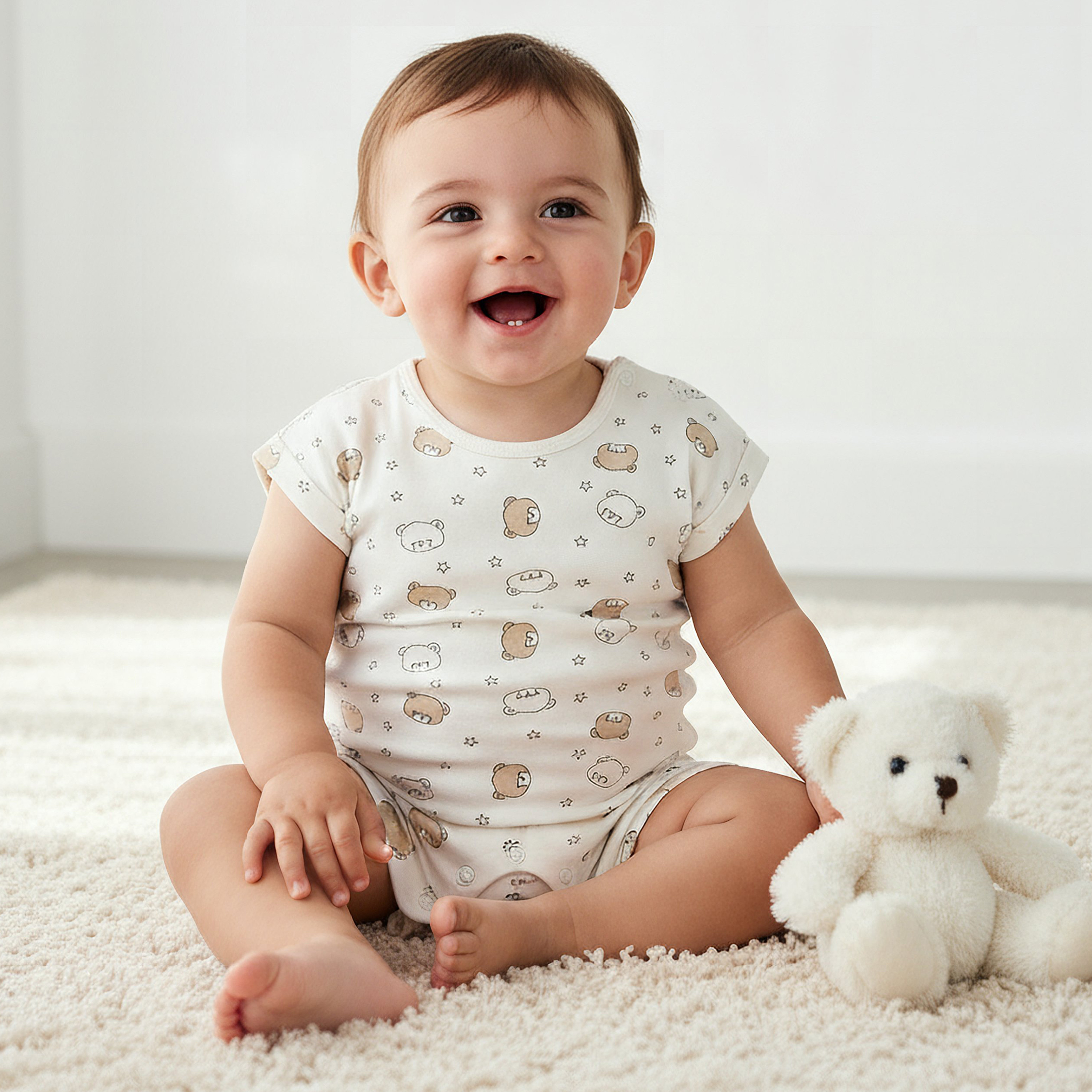 Juniors Crew Neck Romper with Print - Cotton - Short Sleeves - Set of 3-baby-boys-clothing-rompers-image-2