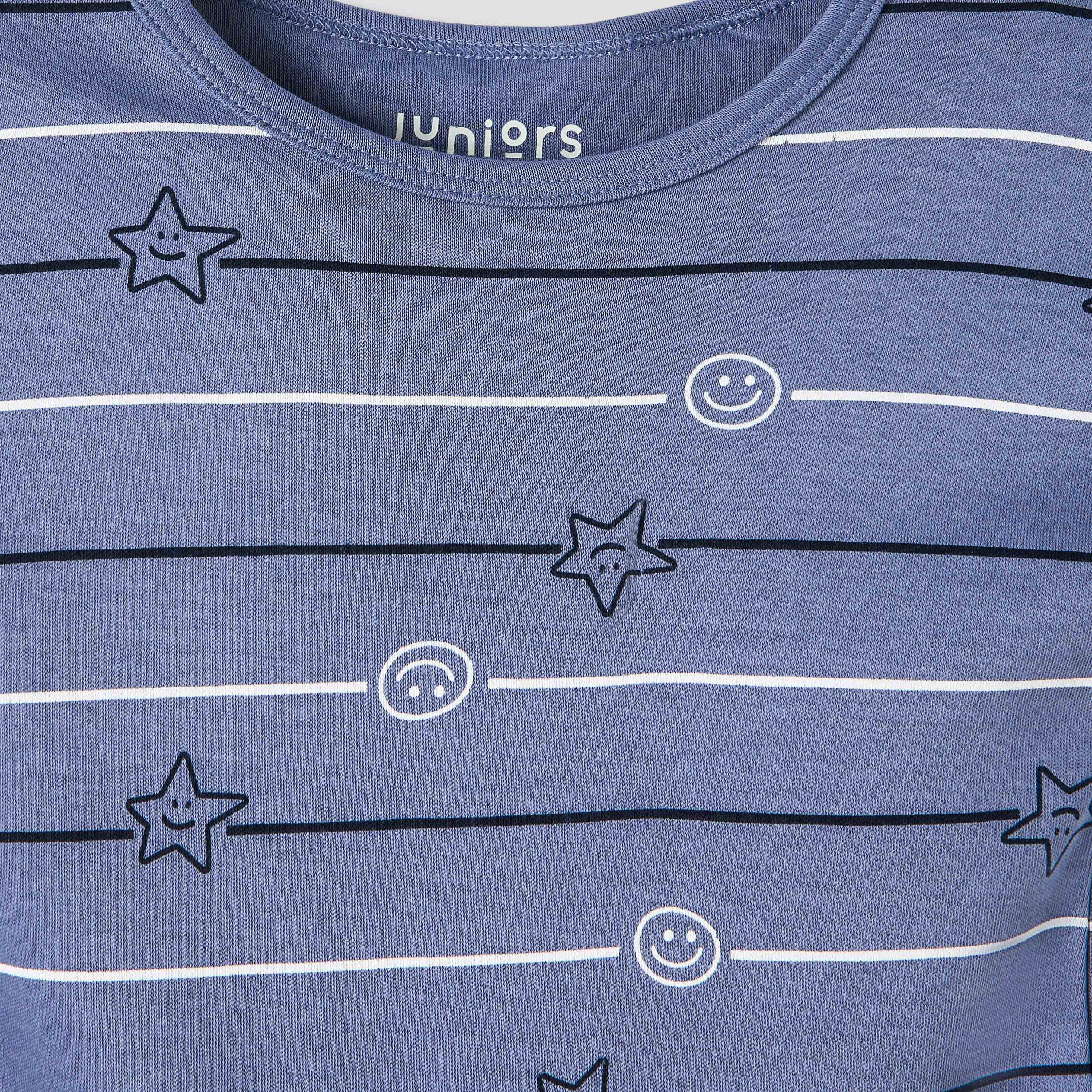 أفرول بياقة ضيقة وطبعات من جونيورز - قطن - أكمام قصيرة - طقم من 3-baby-boys-clothing-rompers-image-2