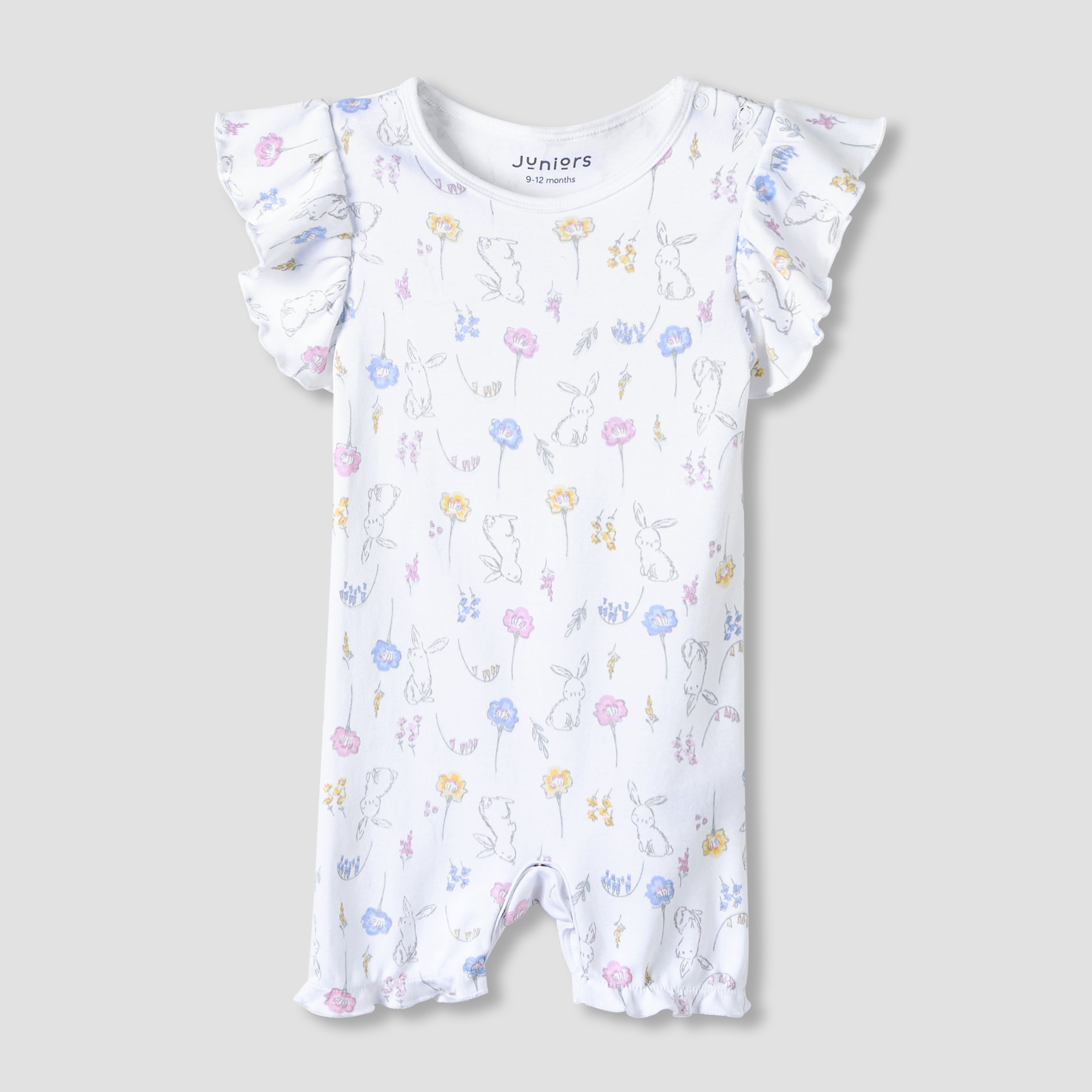 Juniors Crew Neck Romper with Print - Cotton - Short Sleeves - Set of 3-baby-girls-clothing-rompers-image-4